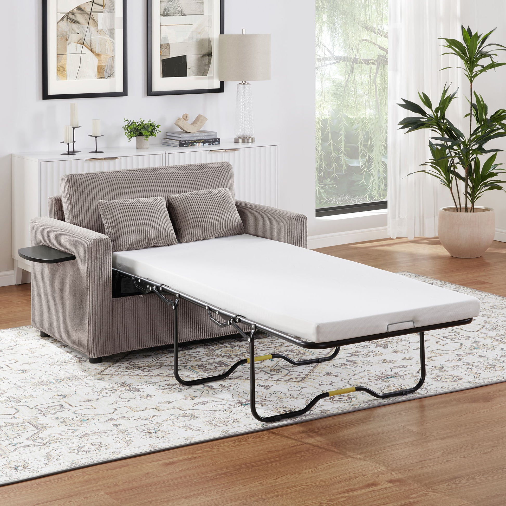 Sleeper Sofa With Foldable Mattress, USB Ports, Side Table & Storage Pocket - Best Buy Furniture