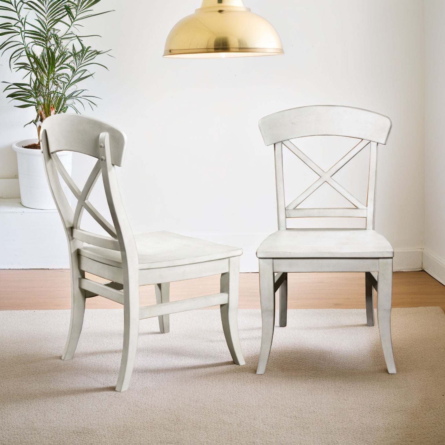 Harola - Cross-Back Dining Side Chairs In (Set of 2) - Smoky White - Best Buy Furniture