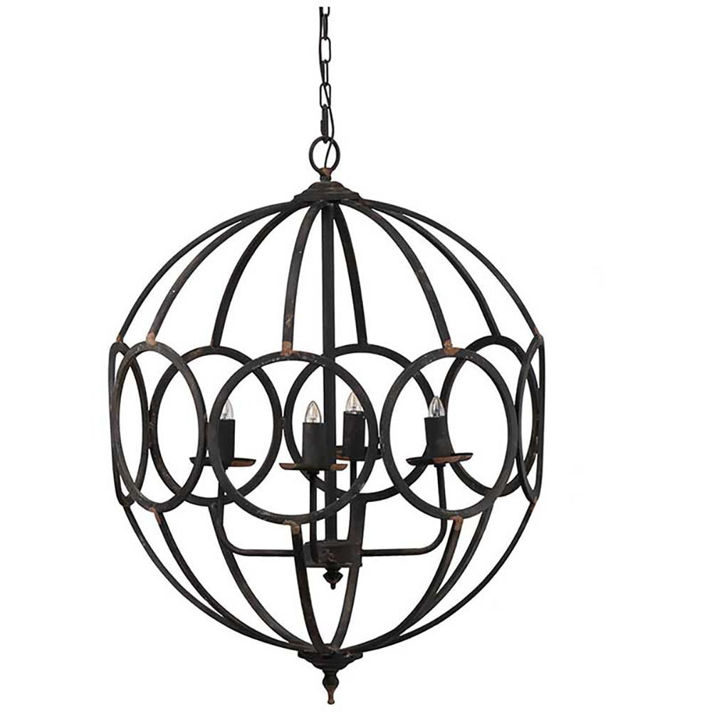 4 Light Metal Chandelier, Hanging Light Fixture With Adjustable Chain For Kitchen, Bulb Not Included - Black - Best Buy Furniture