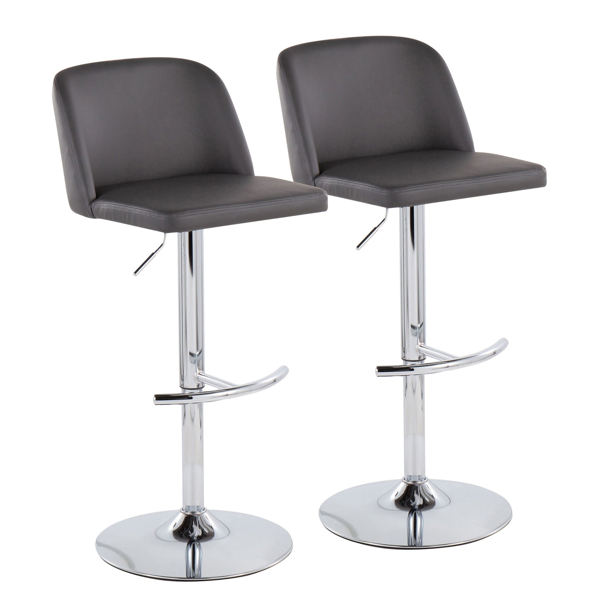 Toriano - Contemporary Adjustable Barstool With Swivel & Rounded T Footrest (Set of 2) - Best Buy Furniture
