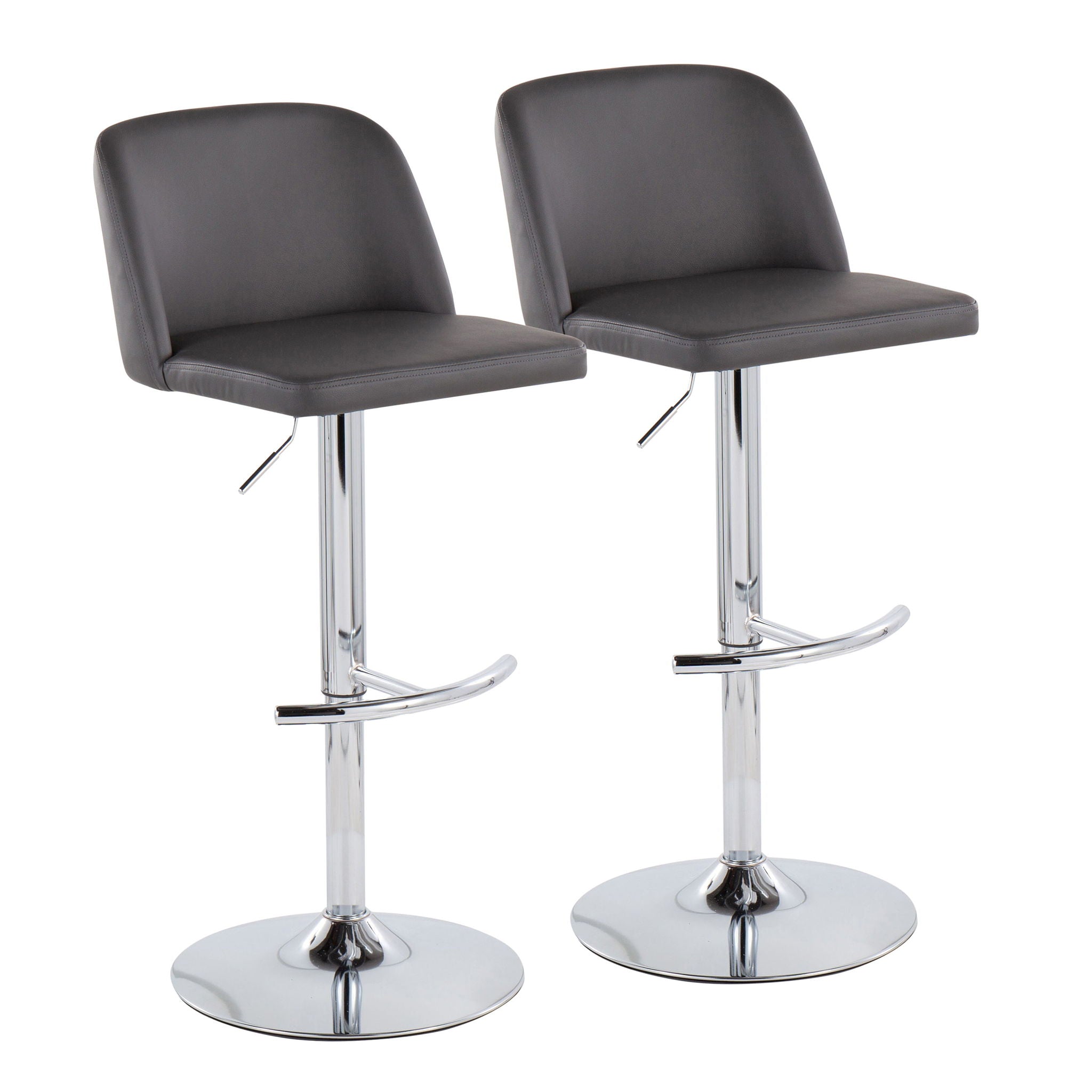 Toriano - Contemporary Adjustable Barstool With Swivel & Rounded T Footrest (Set of 2) - Best Buy Furniture