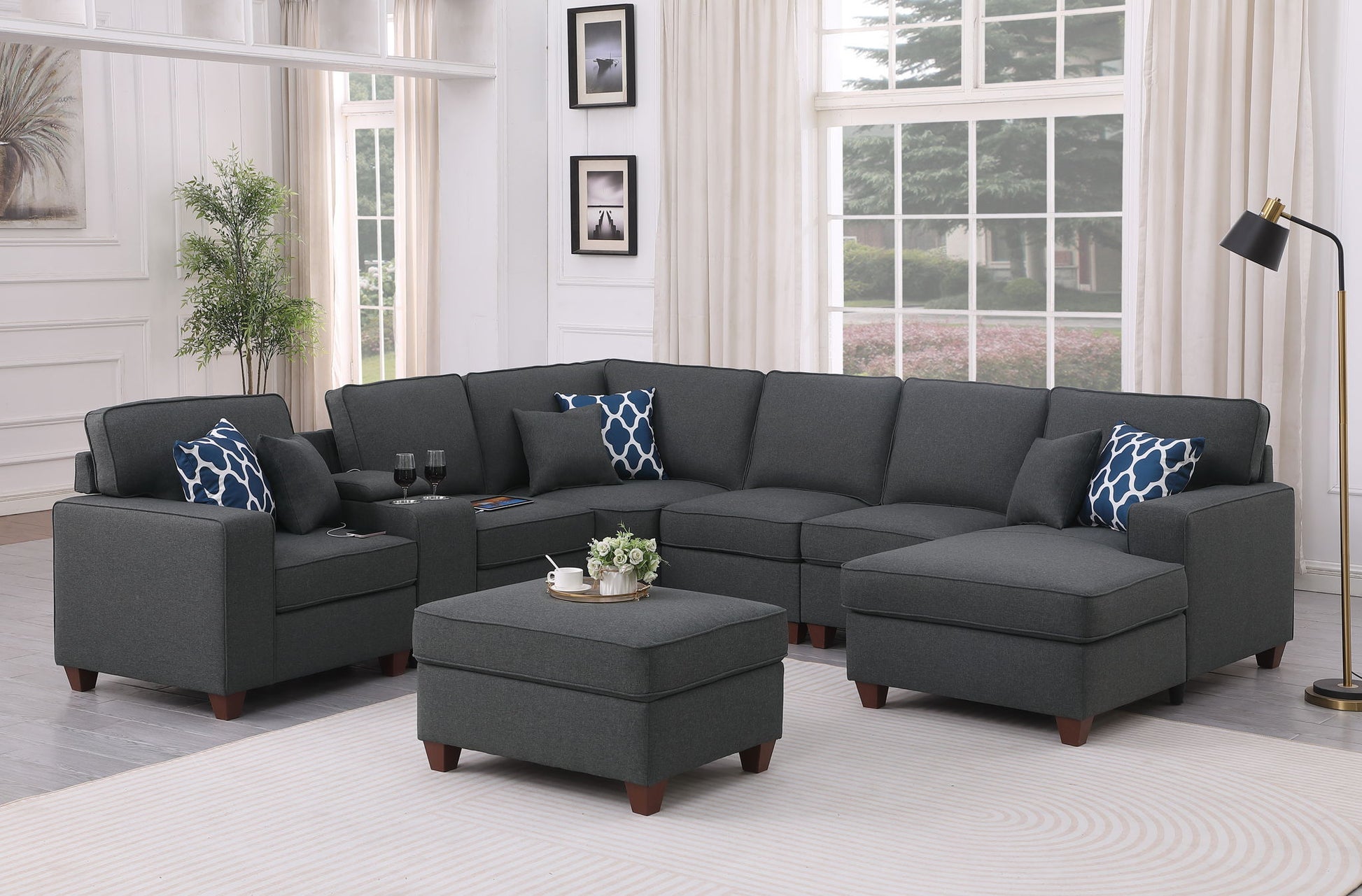 Tina - 8 Piece Upholstered Sectional With Ottoman - Best Buy Furniture