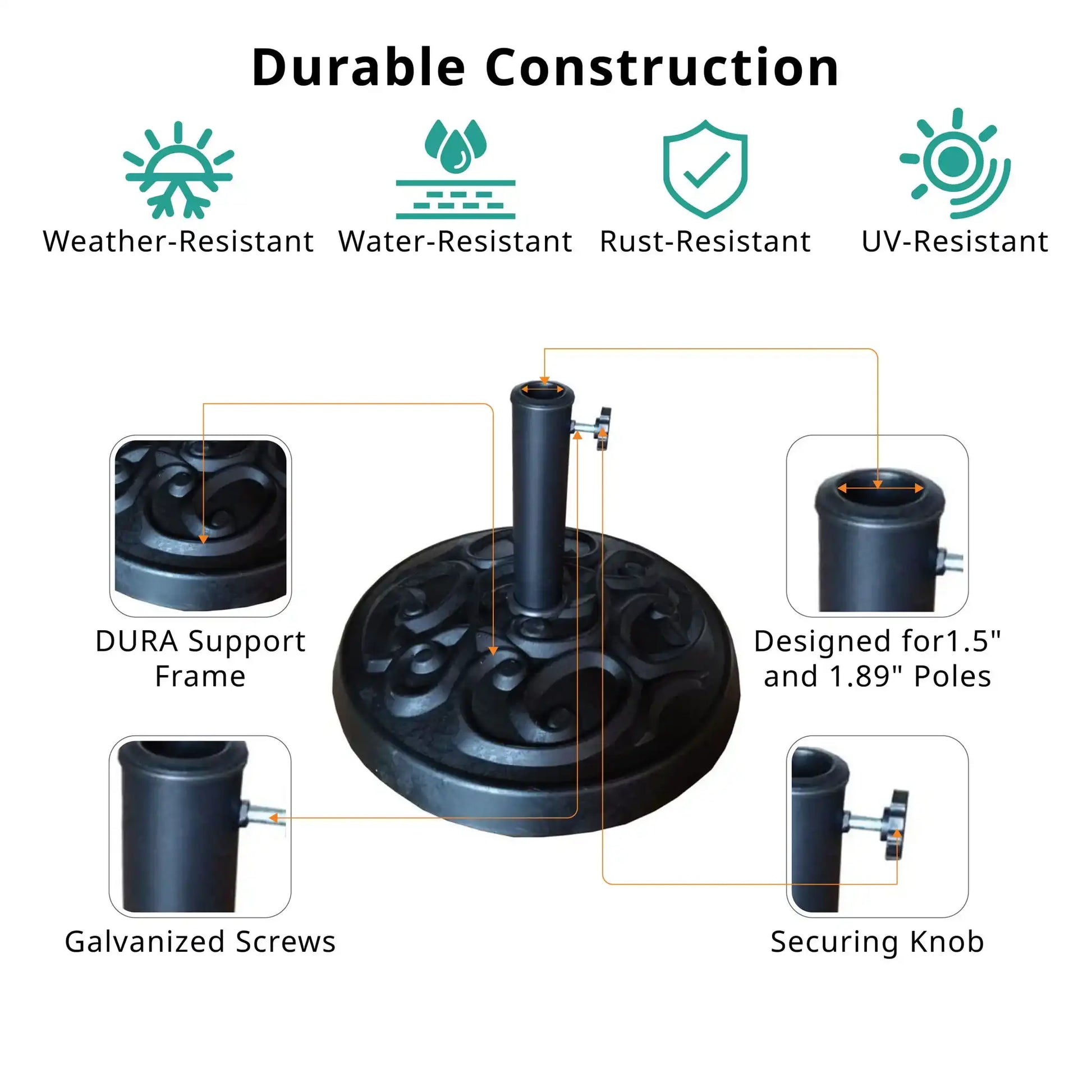 Rust-Resistant Resin Umbrella Base - Black - Best Buy Furniture