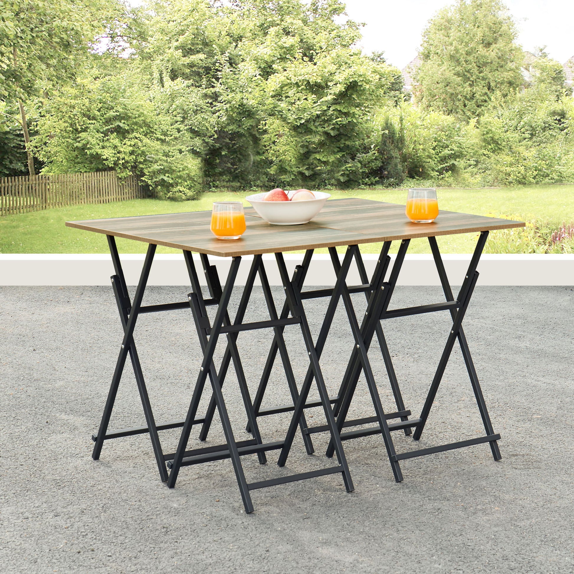 TV Trays For Eating (Set of 4) With Stand, Folding Snack Tray Table Set, Folding TV Dining Tables For Small Space - Rustic Brown - Best Buy Furniture