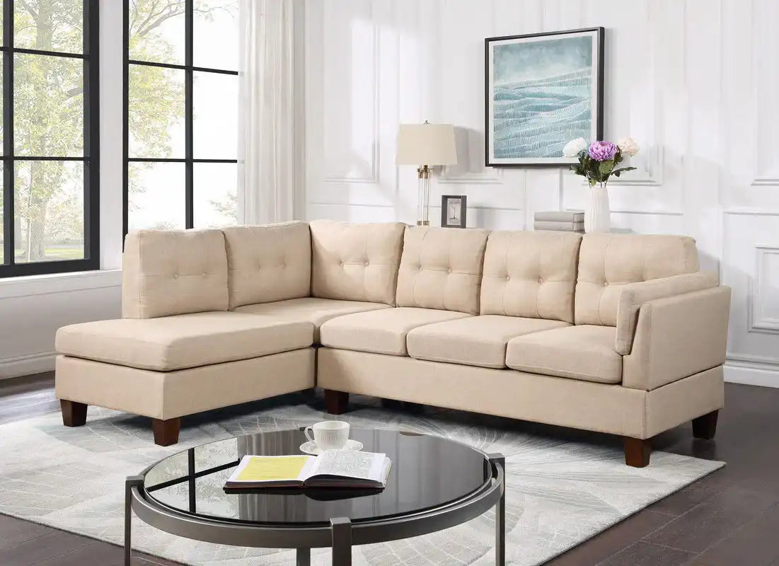 Dalia - Linen Modern Sectional Sofa With Chaise - Best Buy Furniture