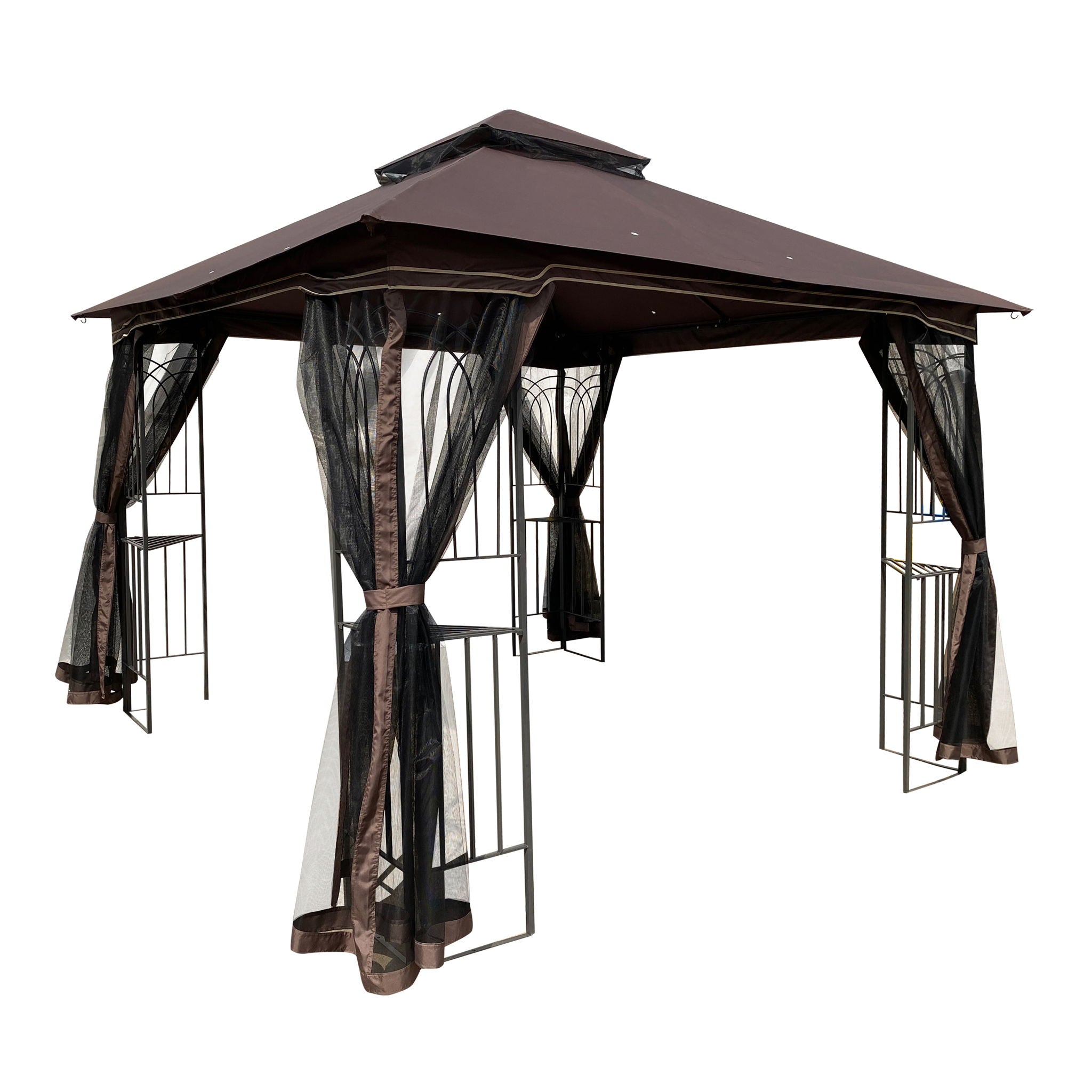 Patio Gazebo Tent With Ventilated Double Roof And Mosquito Net - Best Buy Furniture