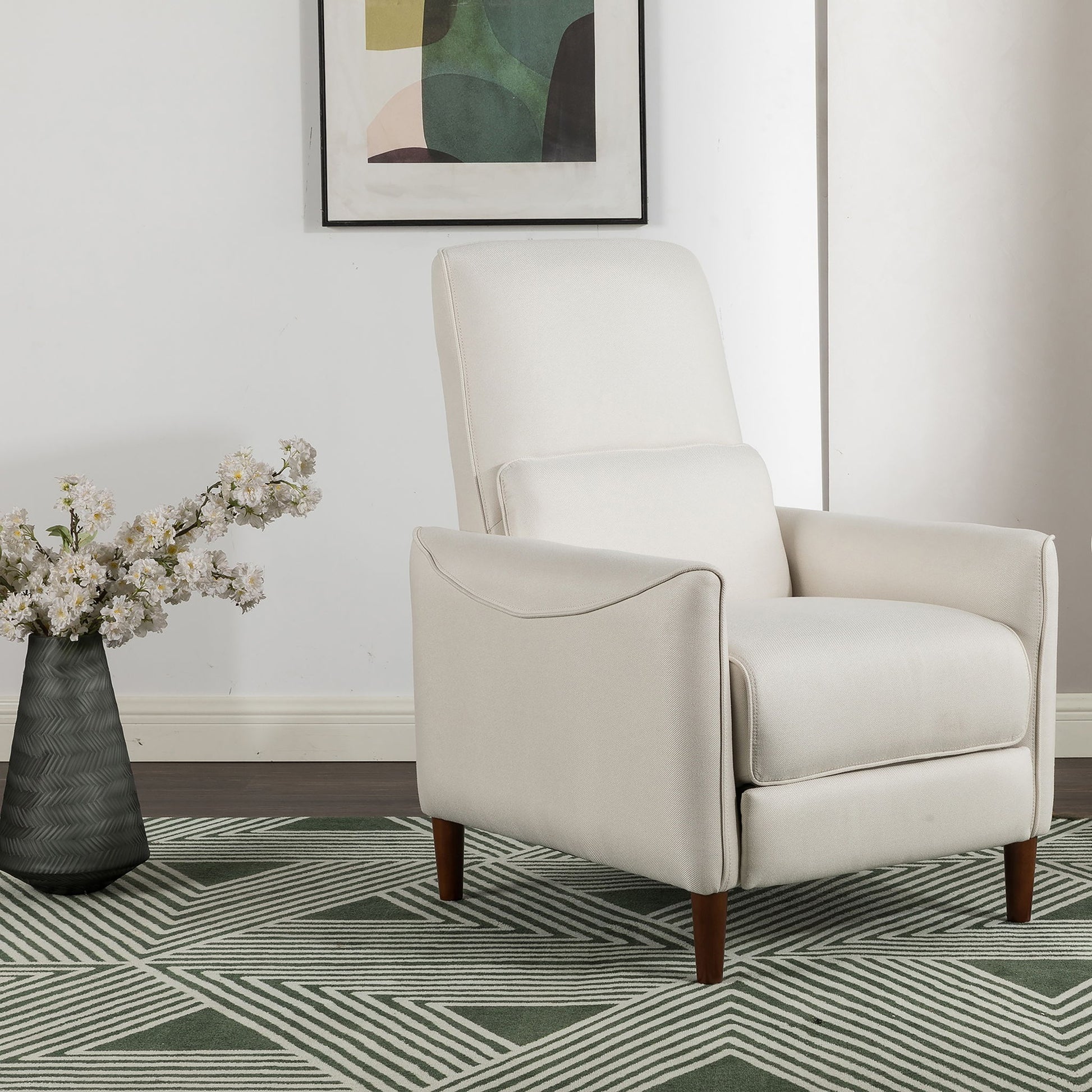 Upholstered Push Recliner Chair With Rubber Wood Legs For Living Room - Best Buy Furniture