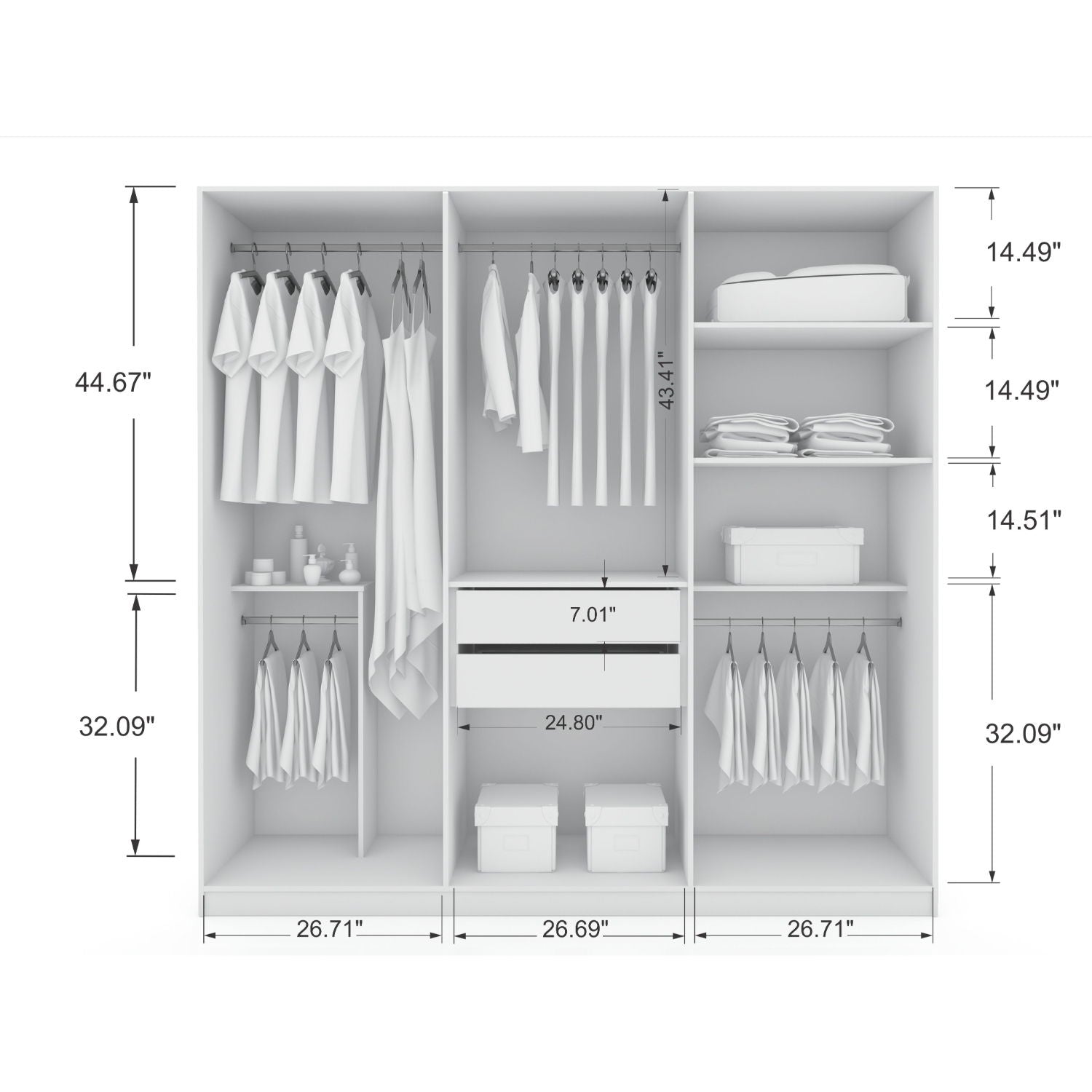 Gramercy - Free Standing Wardrobe Closet With Drawers And Shelves
