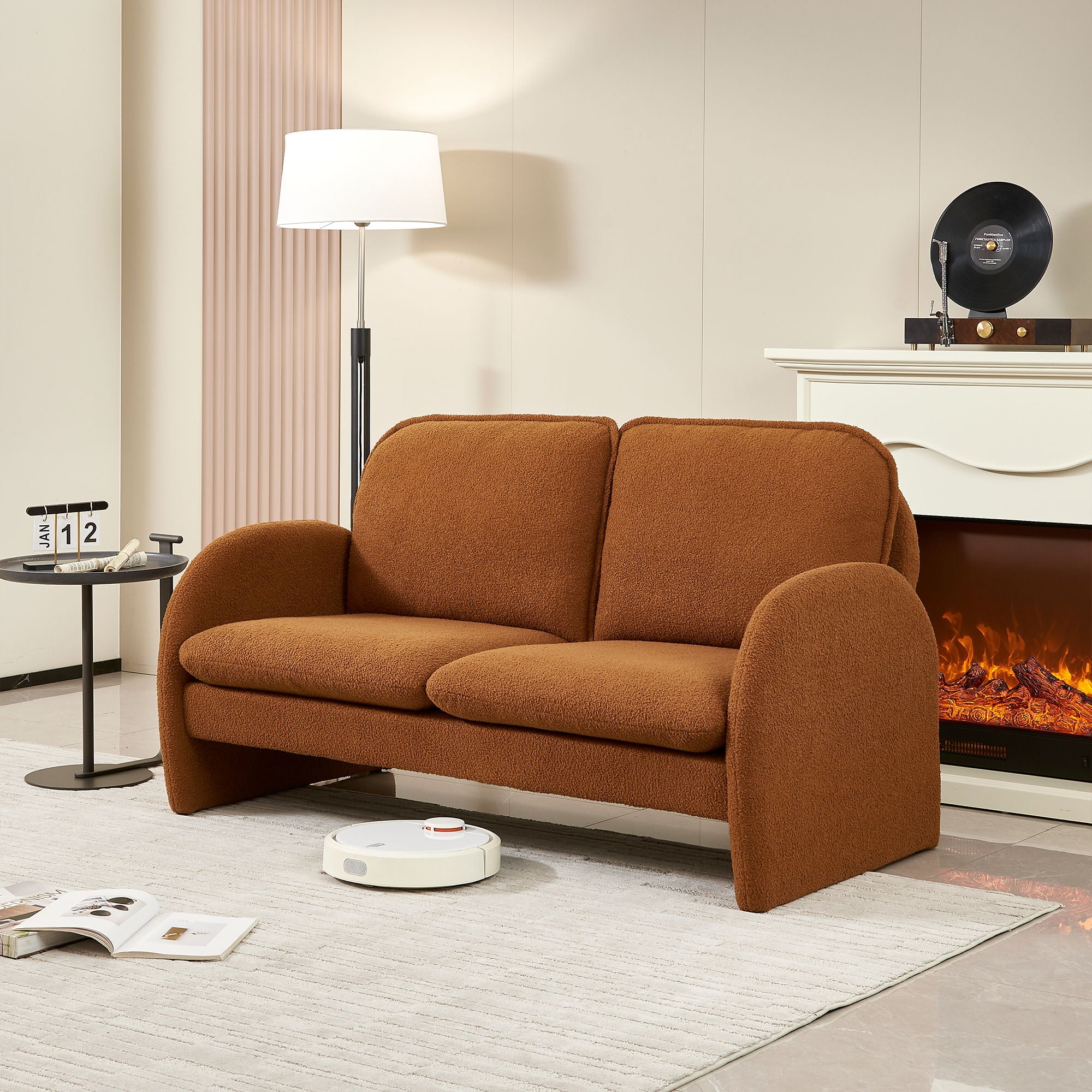 Loveseat Sofa Small Couch For Living Room, Sherpa Fabric Upholstered Loveseat Sofa Couch, Small Loveseat Sofa For Apartment, Bedroom - Best Buy Furniture