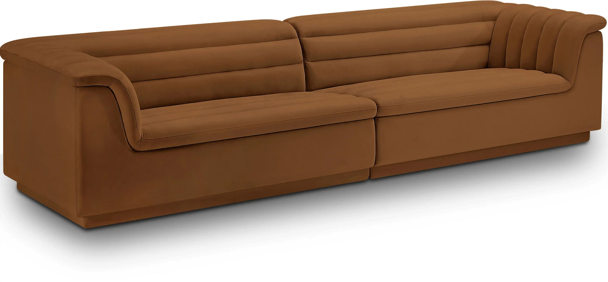 Cascade - Velvet Modular Sofa - Saddle - Best Buy Furniture