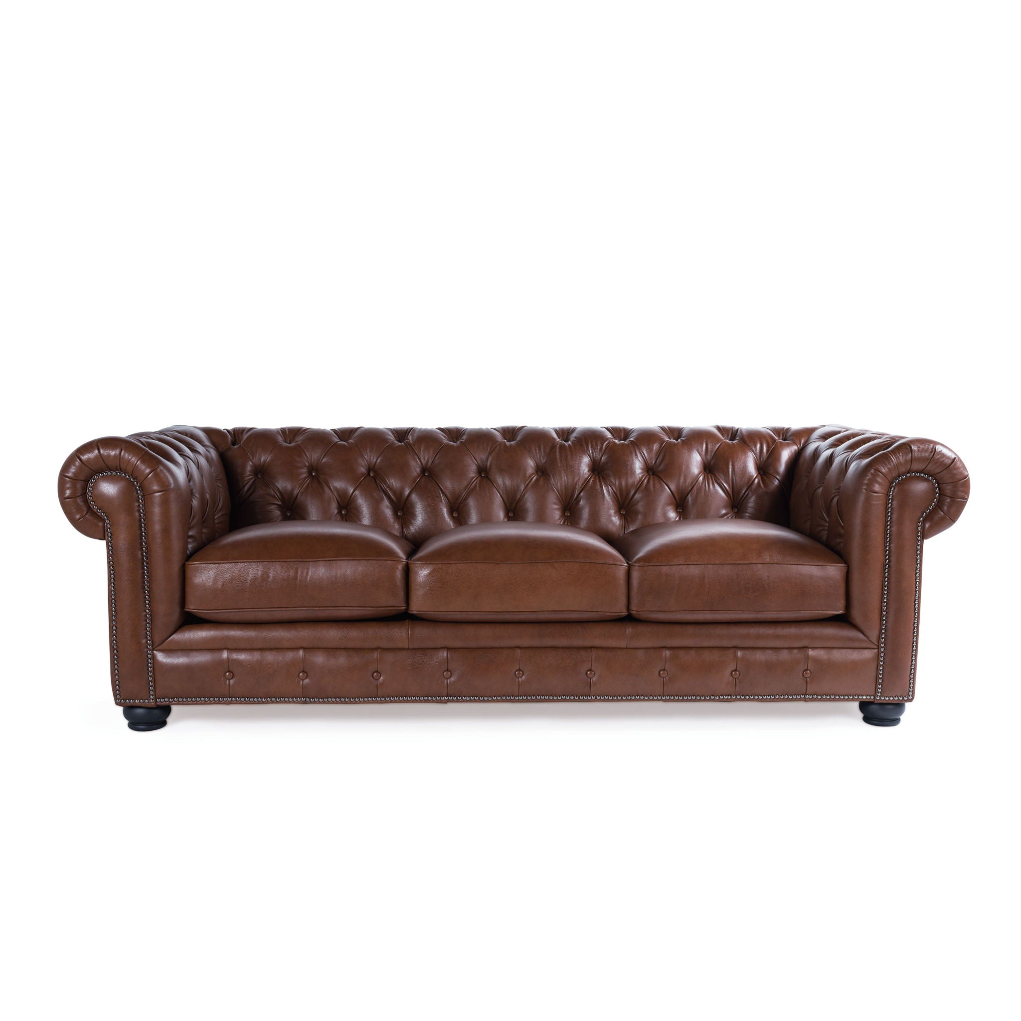 Traditional Tufted Leather Chesterfield Nailhead Sofa - Best Buy Furniture