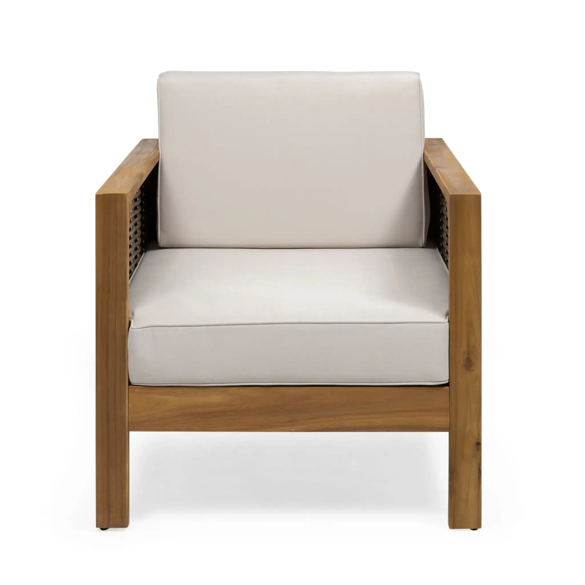 Outdoor Acacia Wood Club Chair With Wicker Accents - Best Buy Furniture