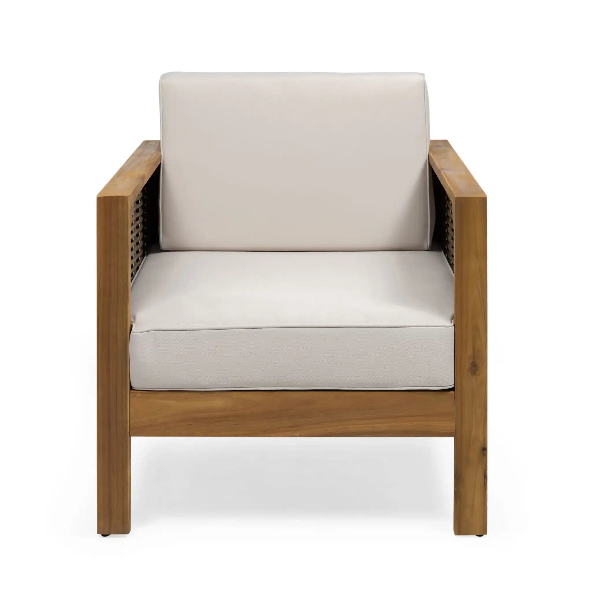 Outdoor Acacia Wood Club Chair With Wicker Accents - Best Buy Furniture
