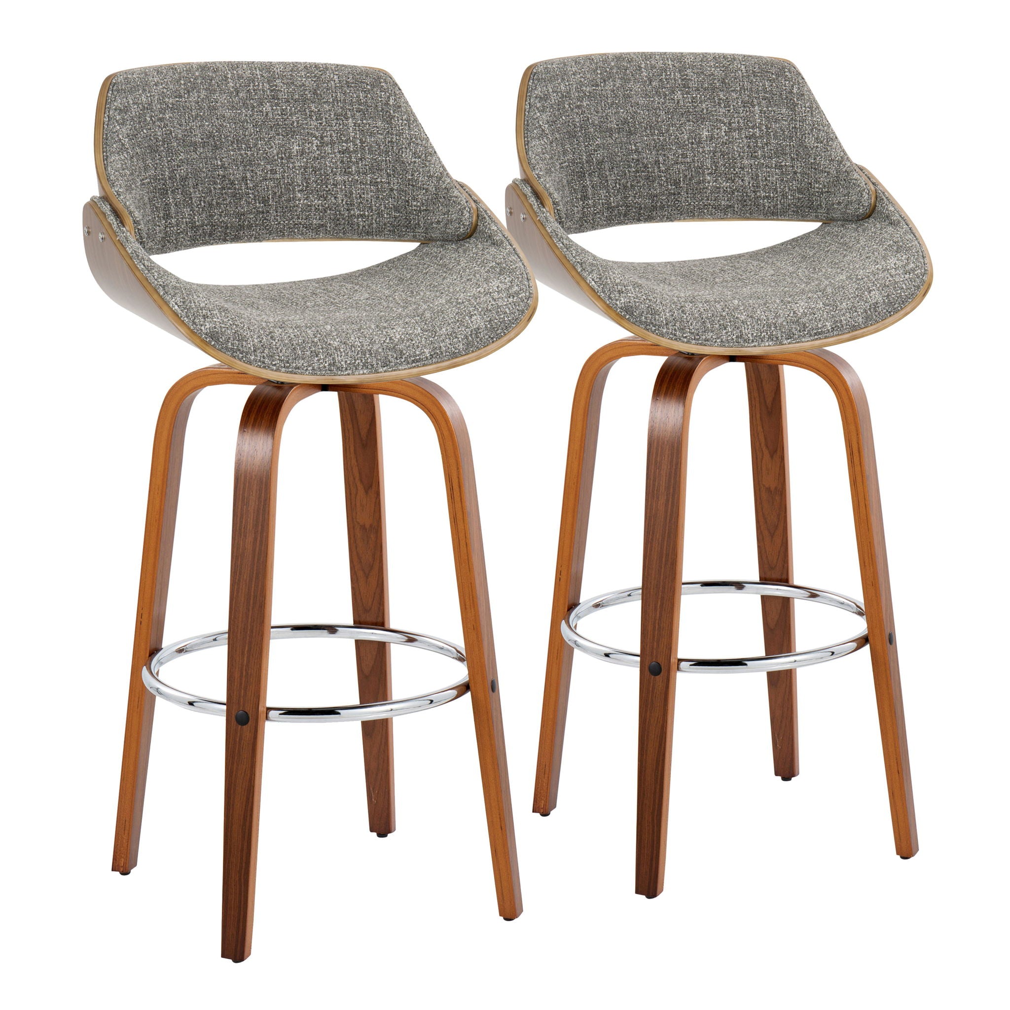 Fabrizzi - Mid Century Modern Fixed Height Barstool With Swivel With Round Footrest (Set of 2) - Best Buy Furniture