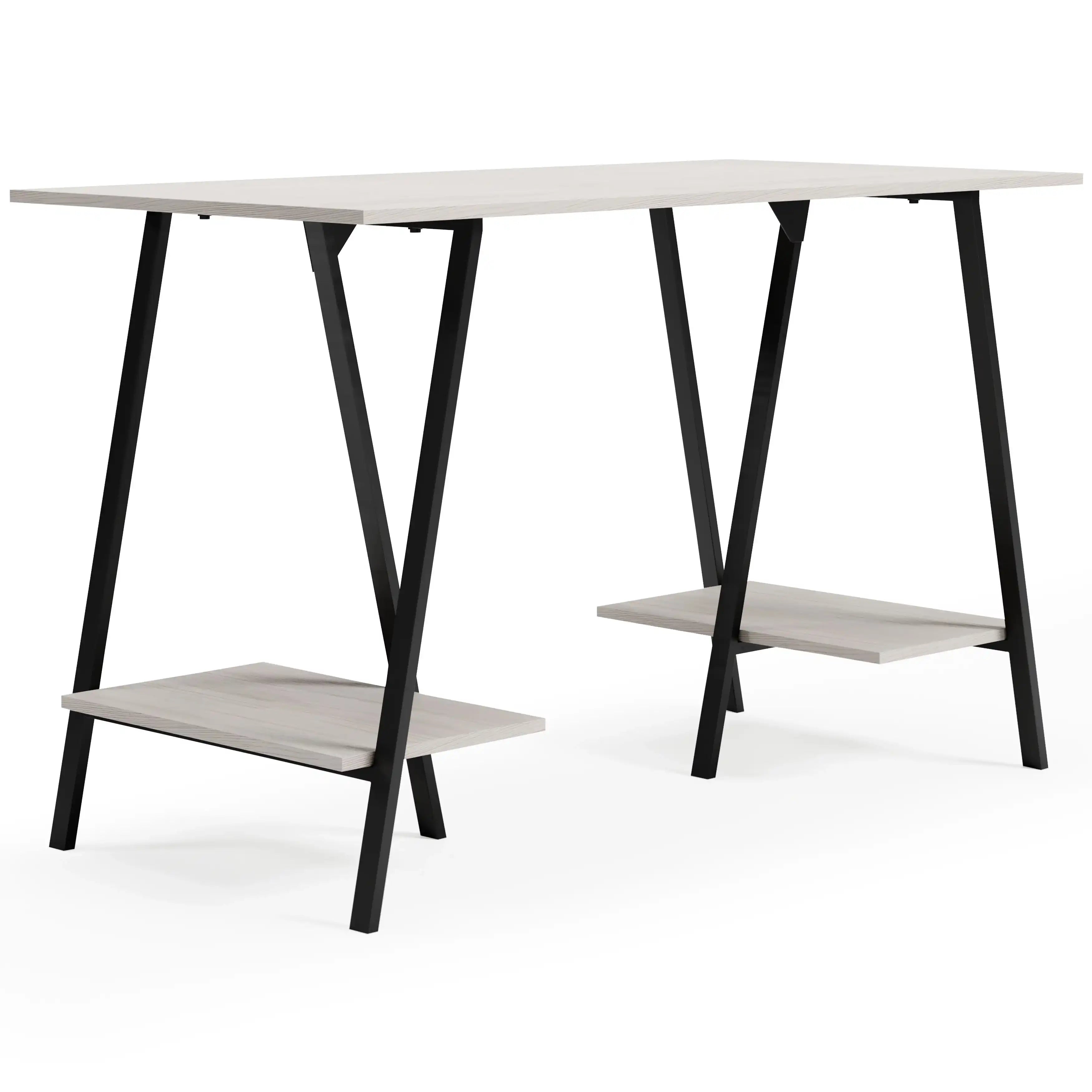 Bayflynn - Home Office Desk - 2 Fixed Shelves - White / Black - Best Buy Furniture
