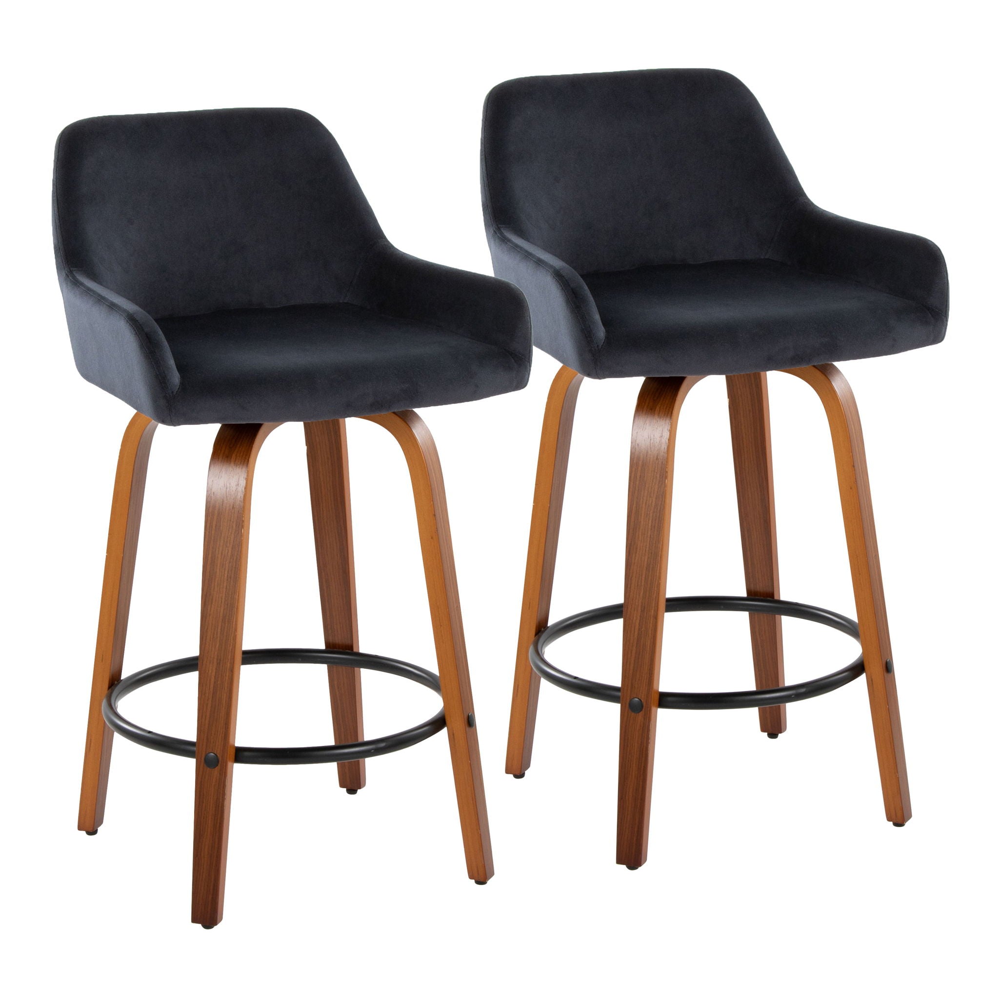 Daniella - Contemporary Fixed Height Counter Stool With Swivel With Round Footrest (Set of 2) - Best Buy Furniture