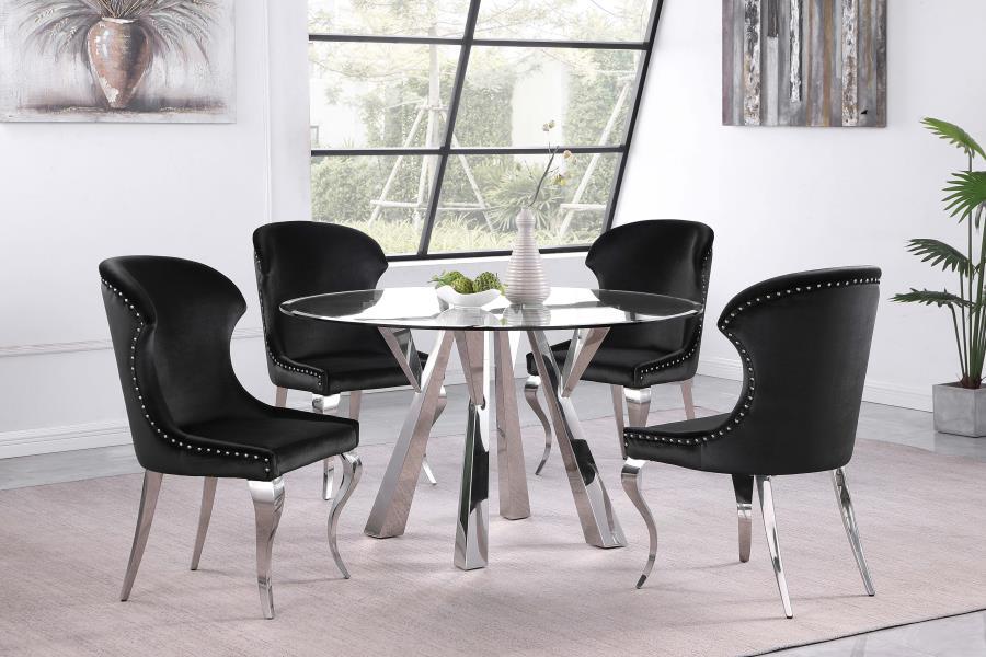 Alaia - Round Clear Glass Top Dining Table - Chrome - Best Buy Furniture
