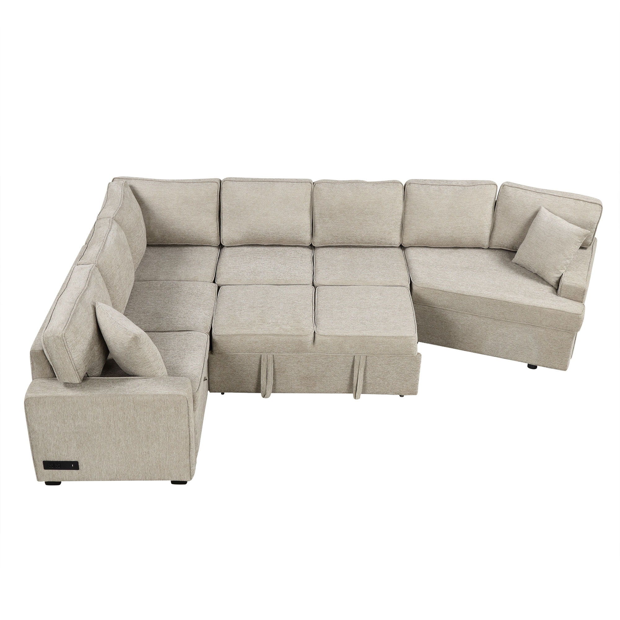L-Shaped Sofa Sectional Sofa Couch Pull-Out Sofa Bed With Charging Devices And Cup Holders For Living Room - Best Buy Furniture