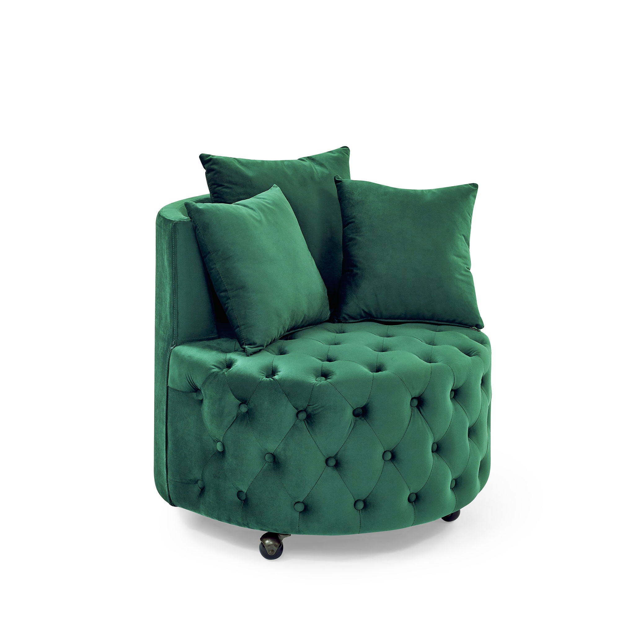 Modern Upholstered Swivel Chair With Button Tufted Design And Movable Wheels - Best Buy Furniture