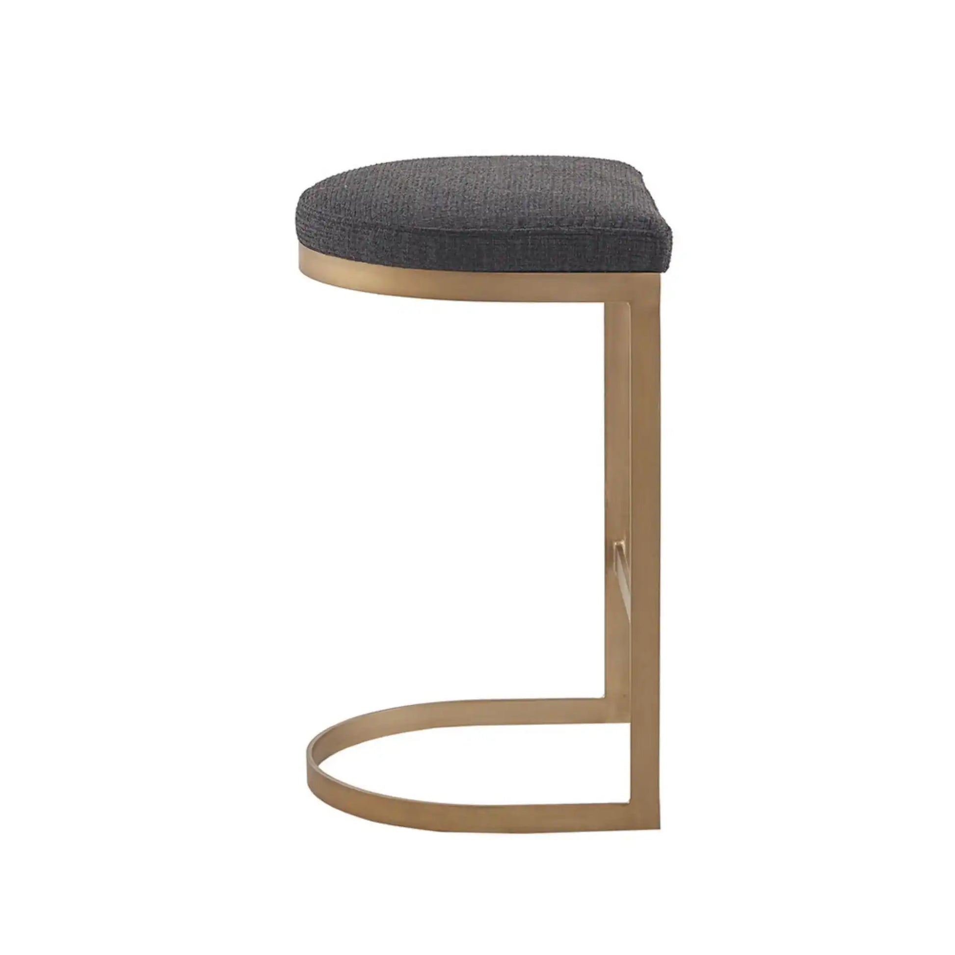 Counter Stool With Upholstered Seat, Metal Base - Charcoal / Antique Gold - Best Buy Furniture