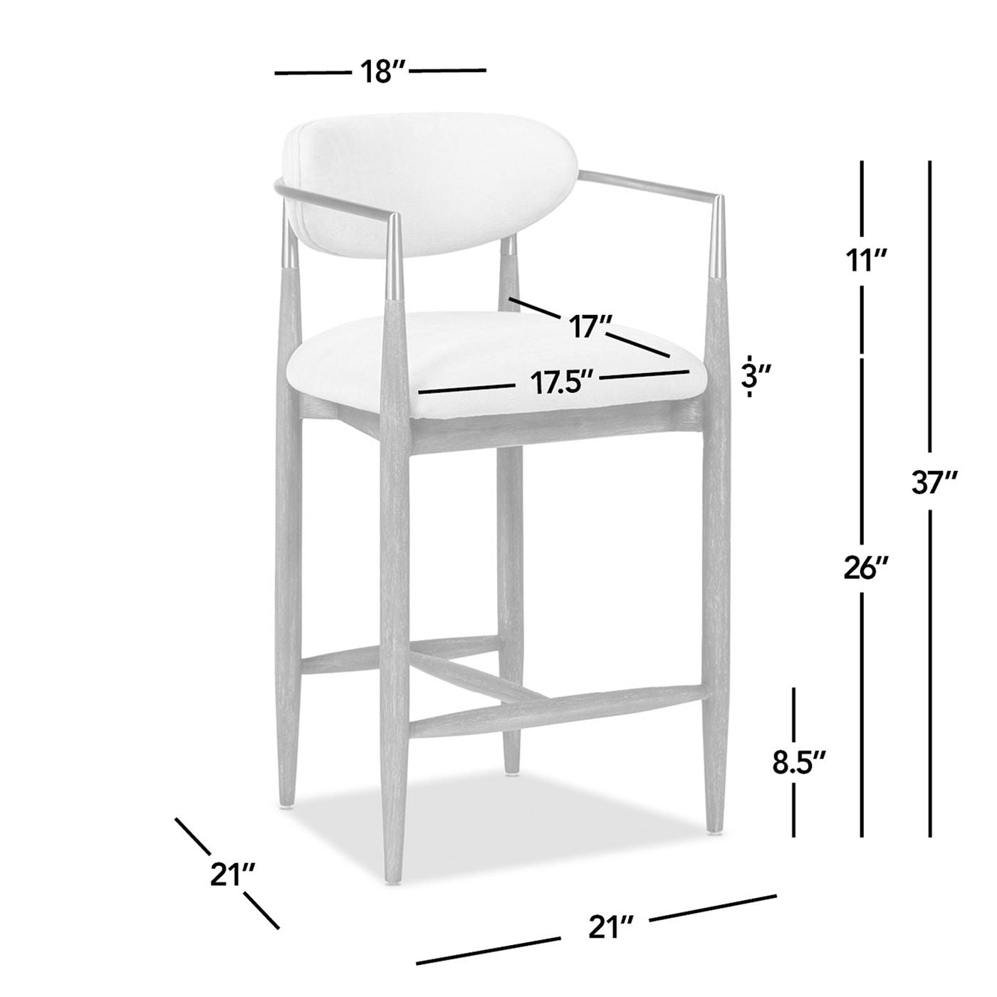 Artemis - Mixed Material Upholstered Counter Stool - Warm White - Best Buy Furniture