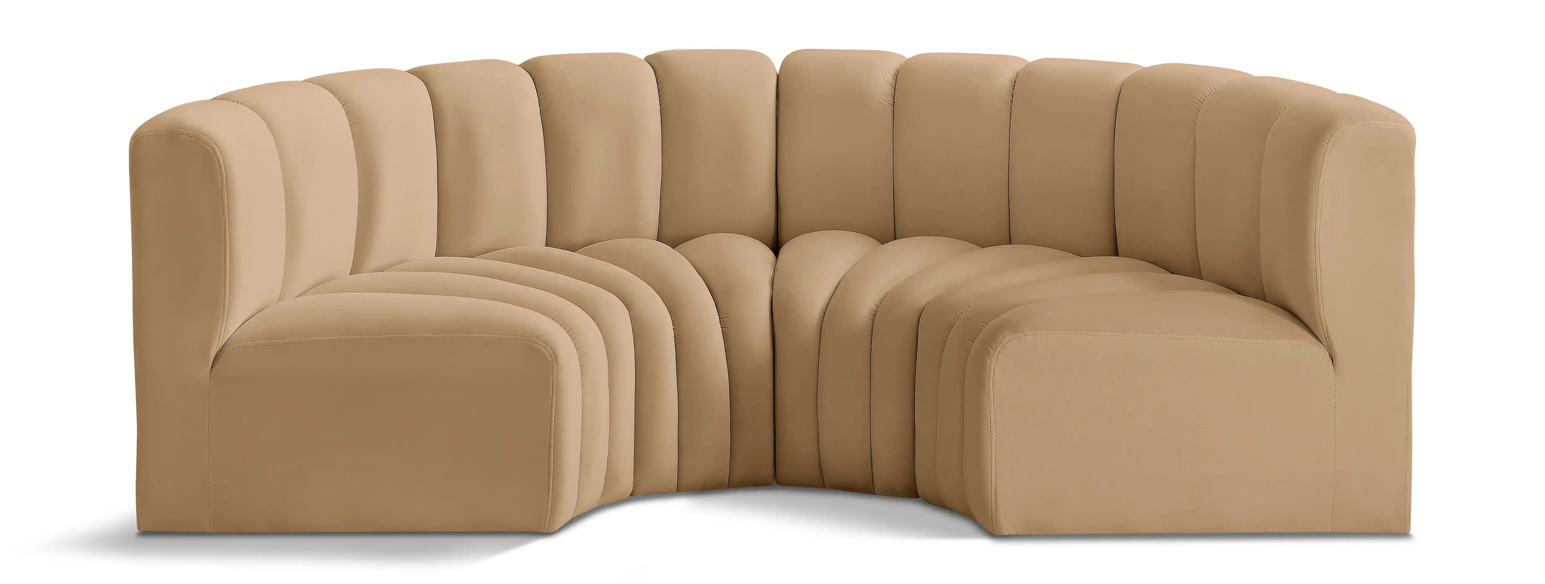 Arc - Velvet 4 Piece U-Shaped Modular Sofa - Best Buy Furniture