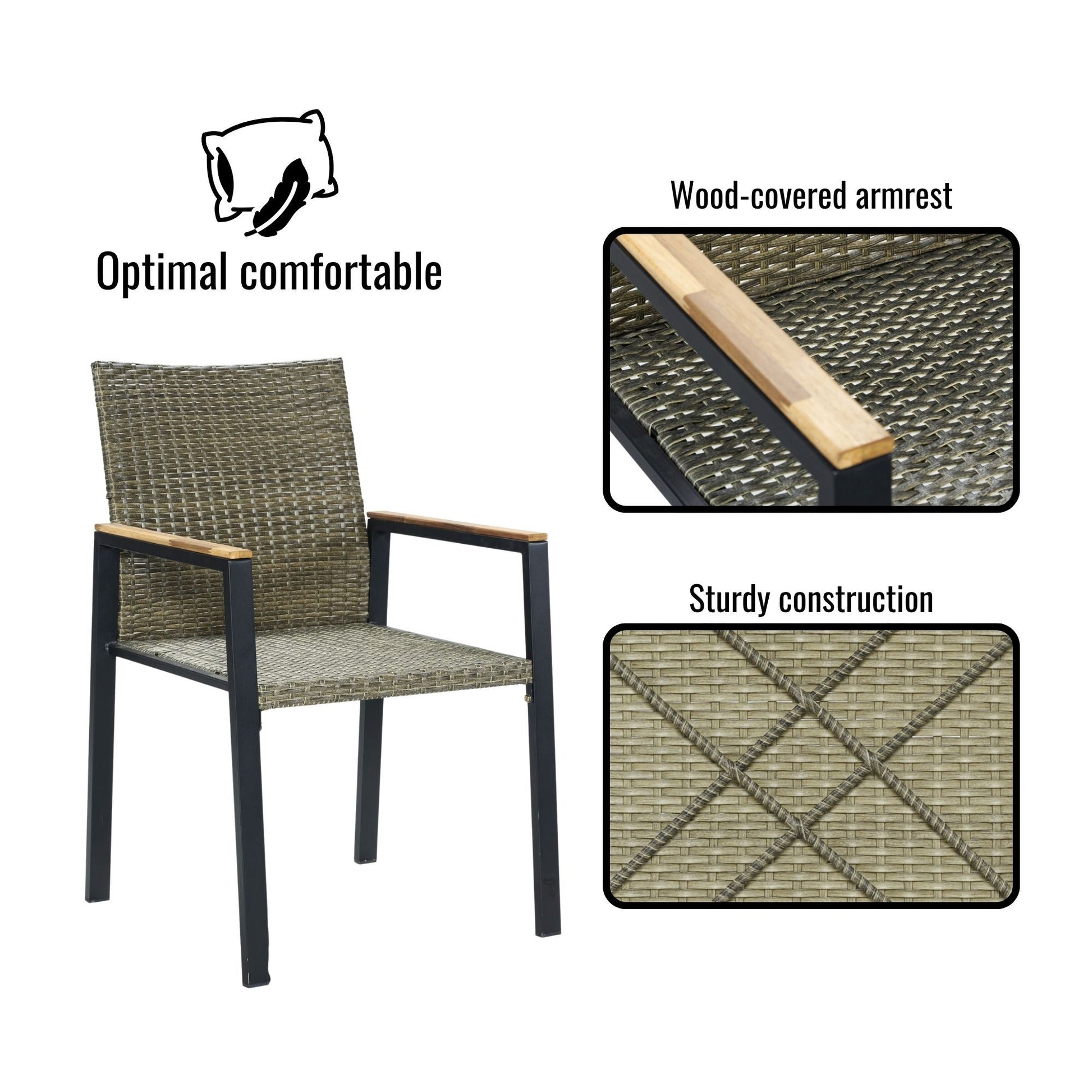 All Weather 7 Piece Patio Dining Table Set With Umbrella Hole - Brown / Gray - Best Buy Furniture