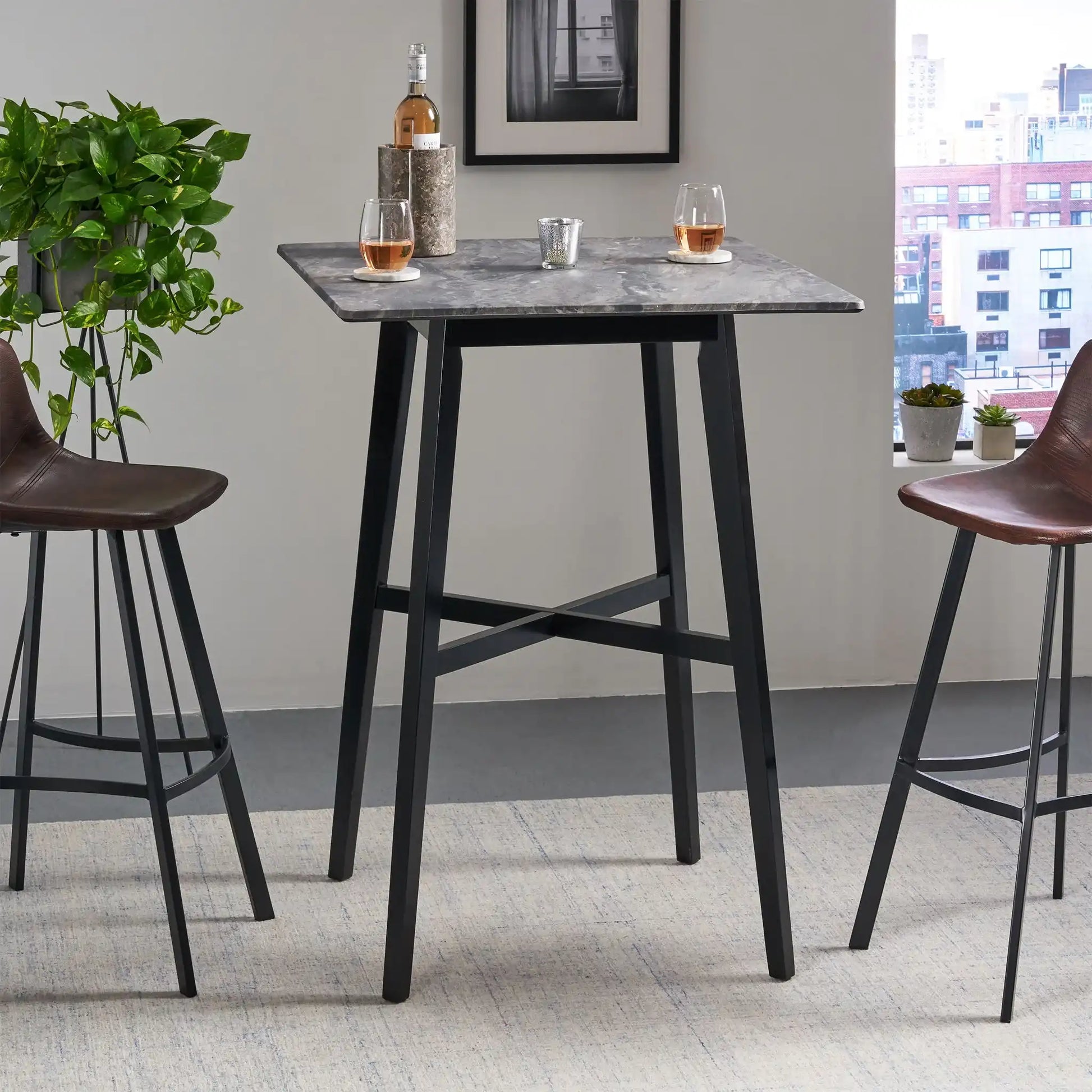 Modern Bar Height Dining Table, Rubberwood Legs And Laminate Table Top - Best Buy Furniture
