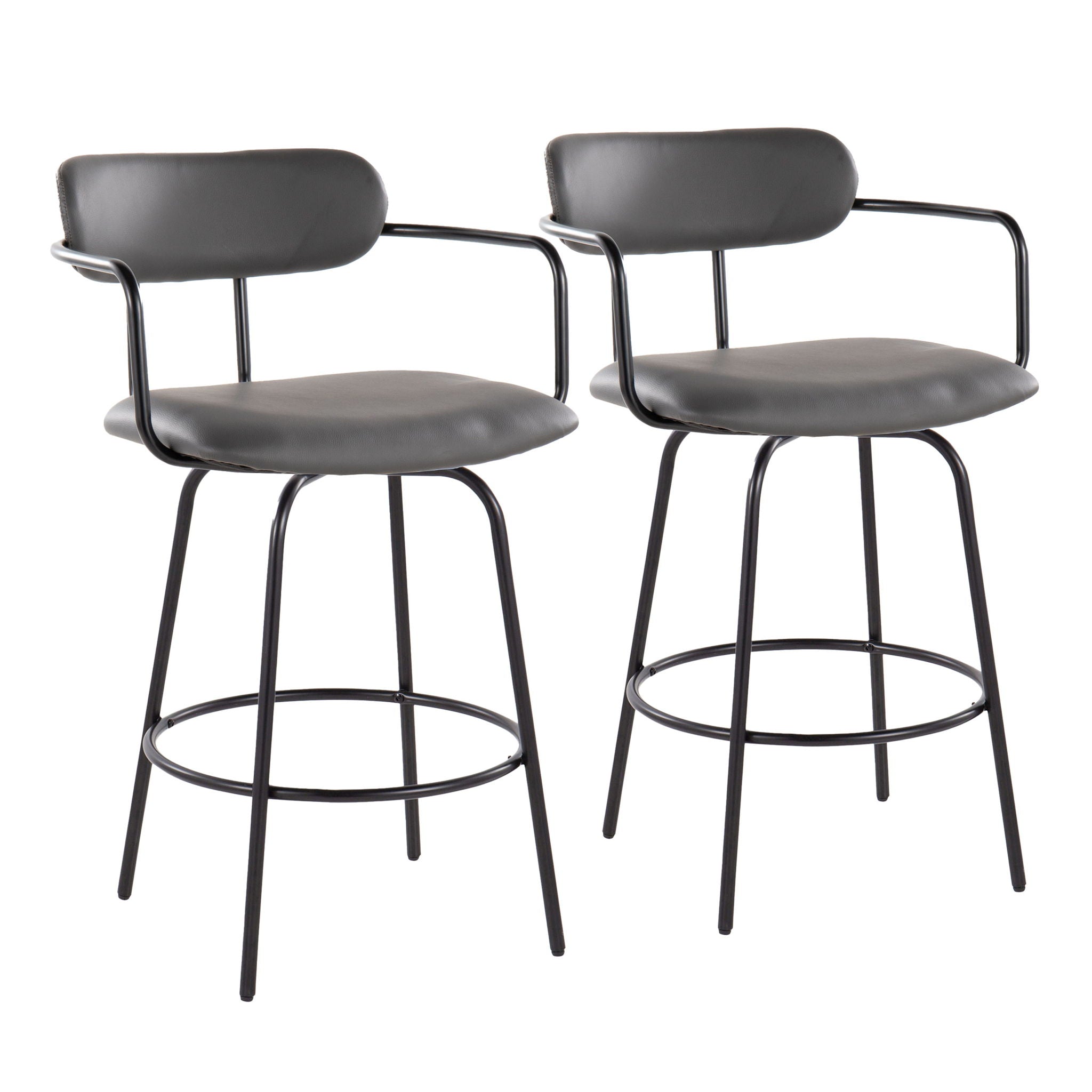 Demi - Contemporary Fixed Height Counter Stool With Swivel With Round Footrest (Set of 2) - Best Buy Furniture