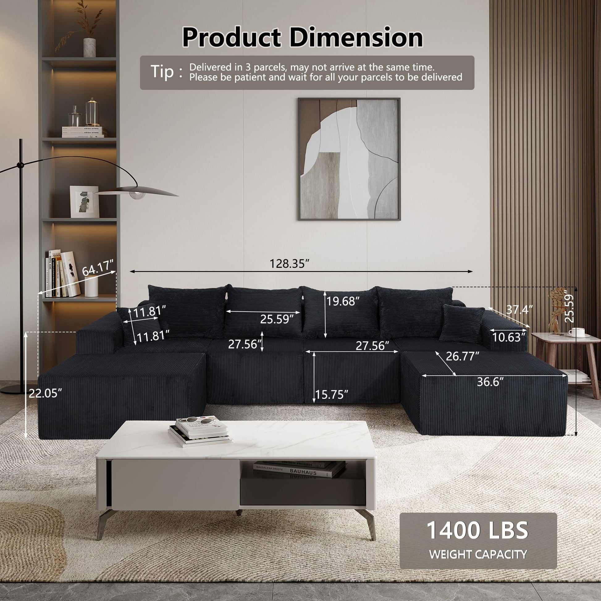 Modular Sectional Sofa, Convertible Couch With Chaise Corduroy - Best Buy Furniture