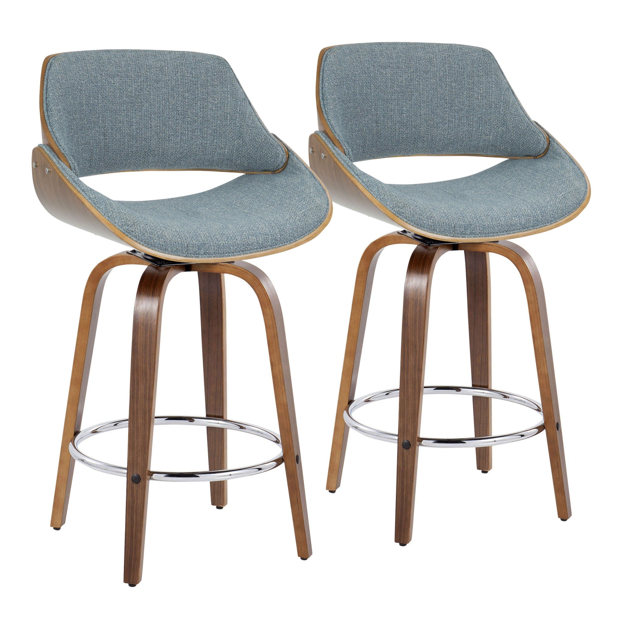 Fabrizzi - Mid Century Modern Fixed Height Counter Stool With Swivel With Round Footrest (Set of 2) - Best Buy Furniture