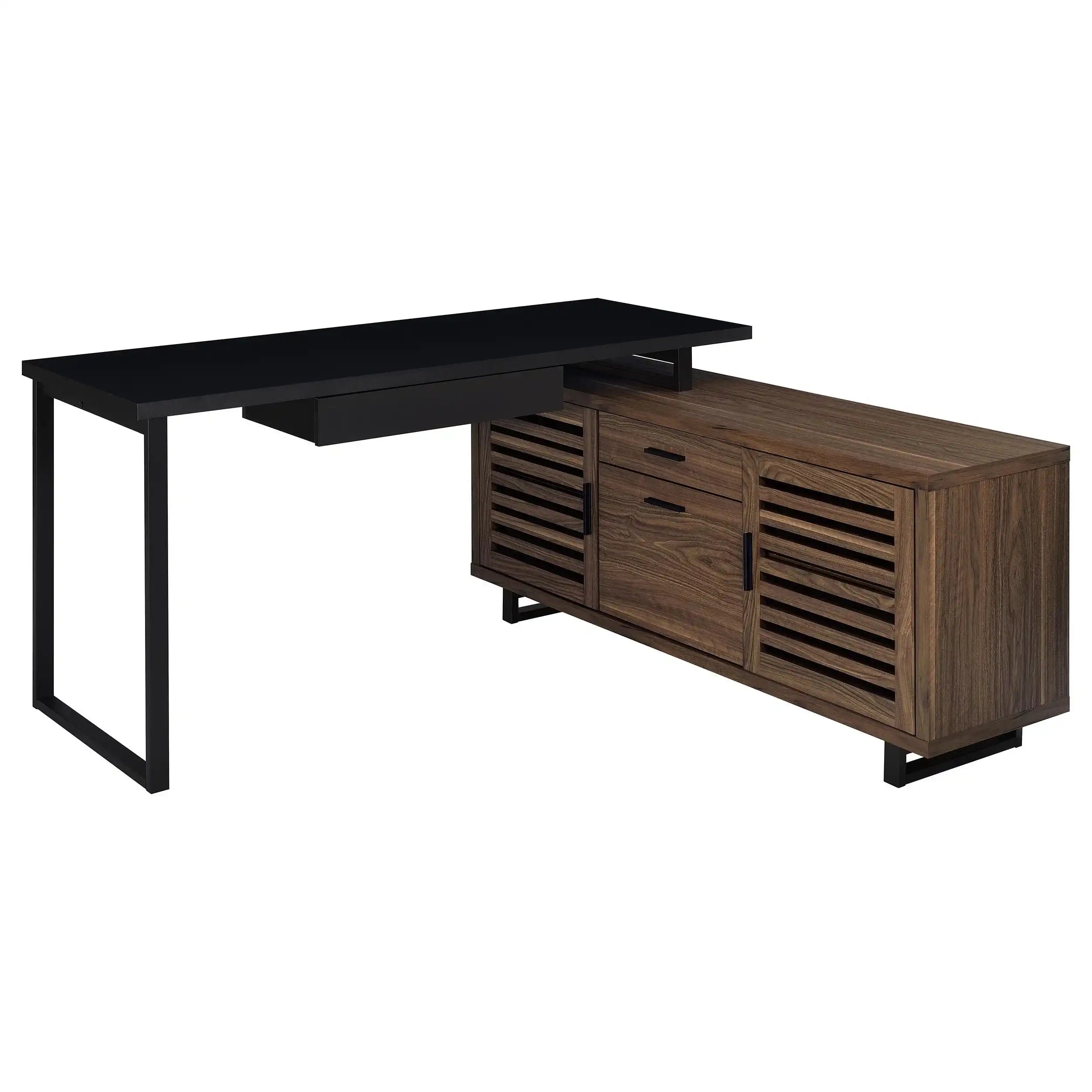 Maddox - L-Shape Office Computer Desk - Black - Best Buy Furniture