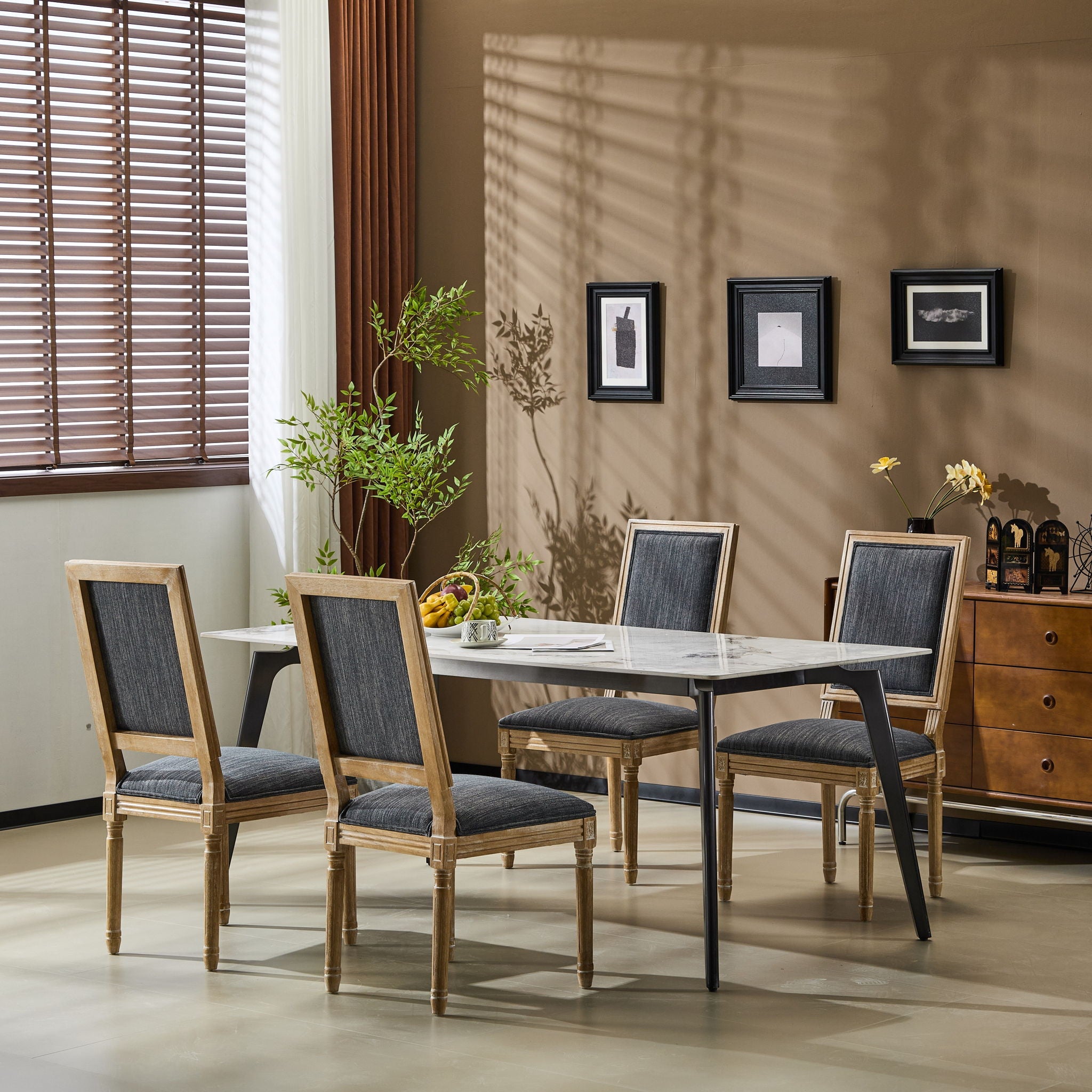 French Country Style Dining Chair With Upholstered Seating And Fluted Legs - Best Buy Furniture