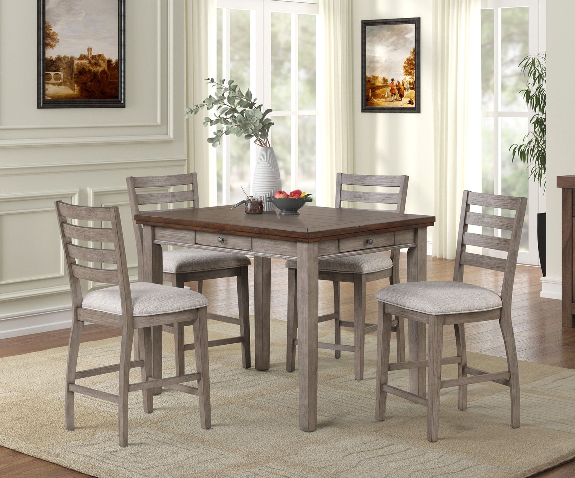Counter Height Two Tone 4 Drawer Dining Table - Gray - Best Buy Furniture