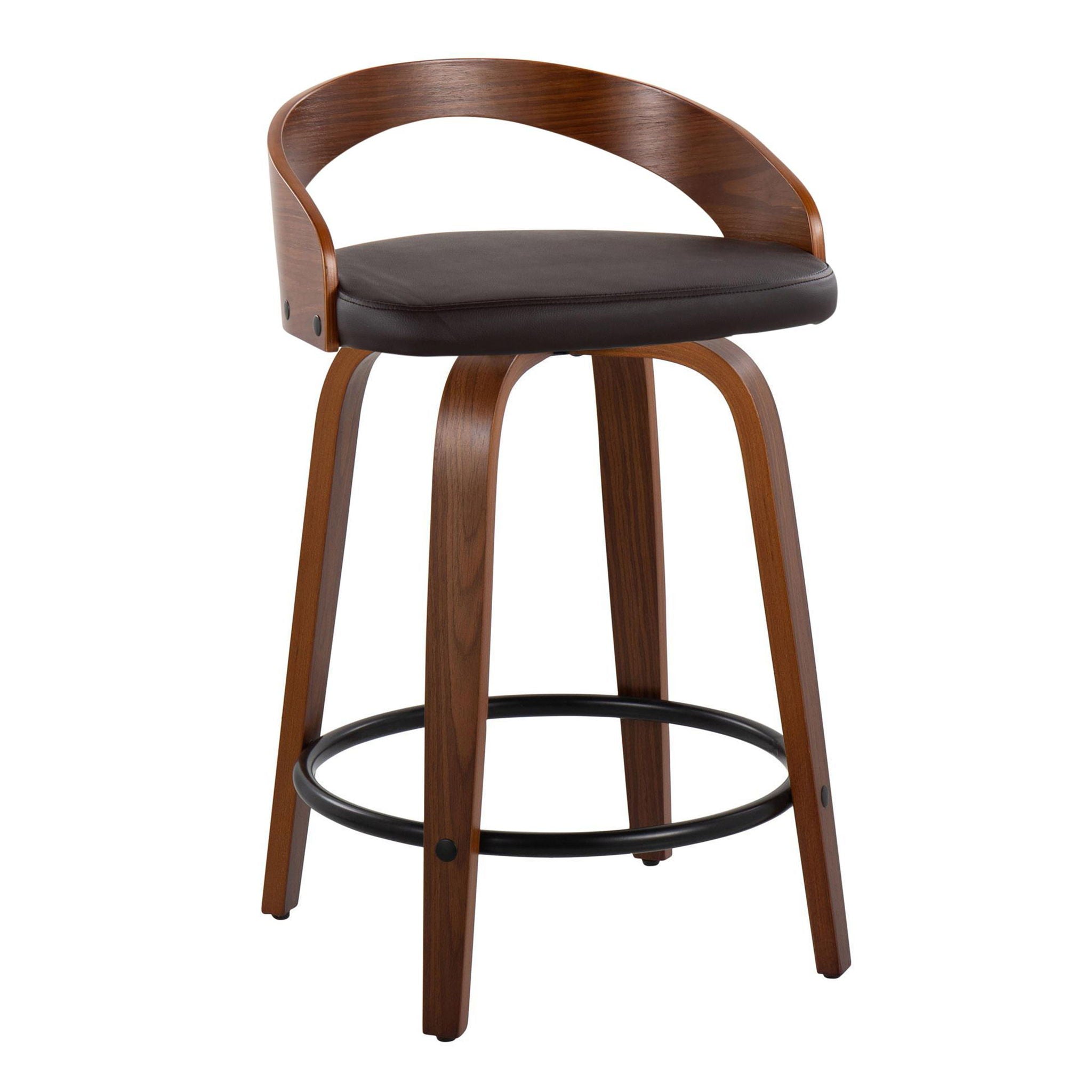 Grotto - Mid-Century Modern Fixed Height Counter Stool & Swivel With Round Footrest (Set of 2) - Best Buy Furniture