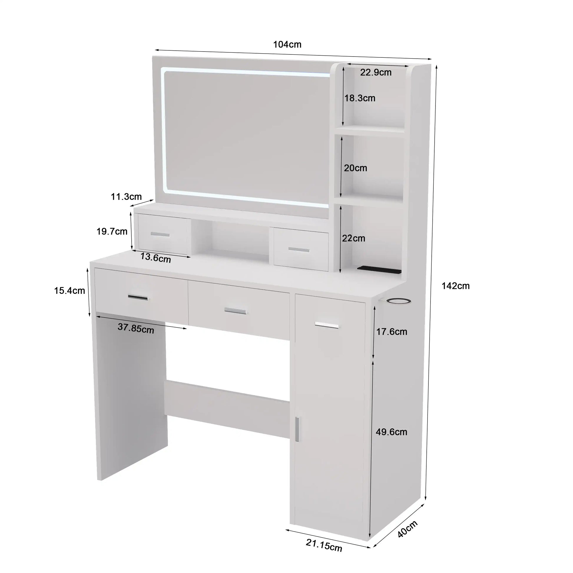 Xenon White Modern Makeup Vanity With Stool - Best Buy Furniture