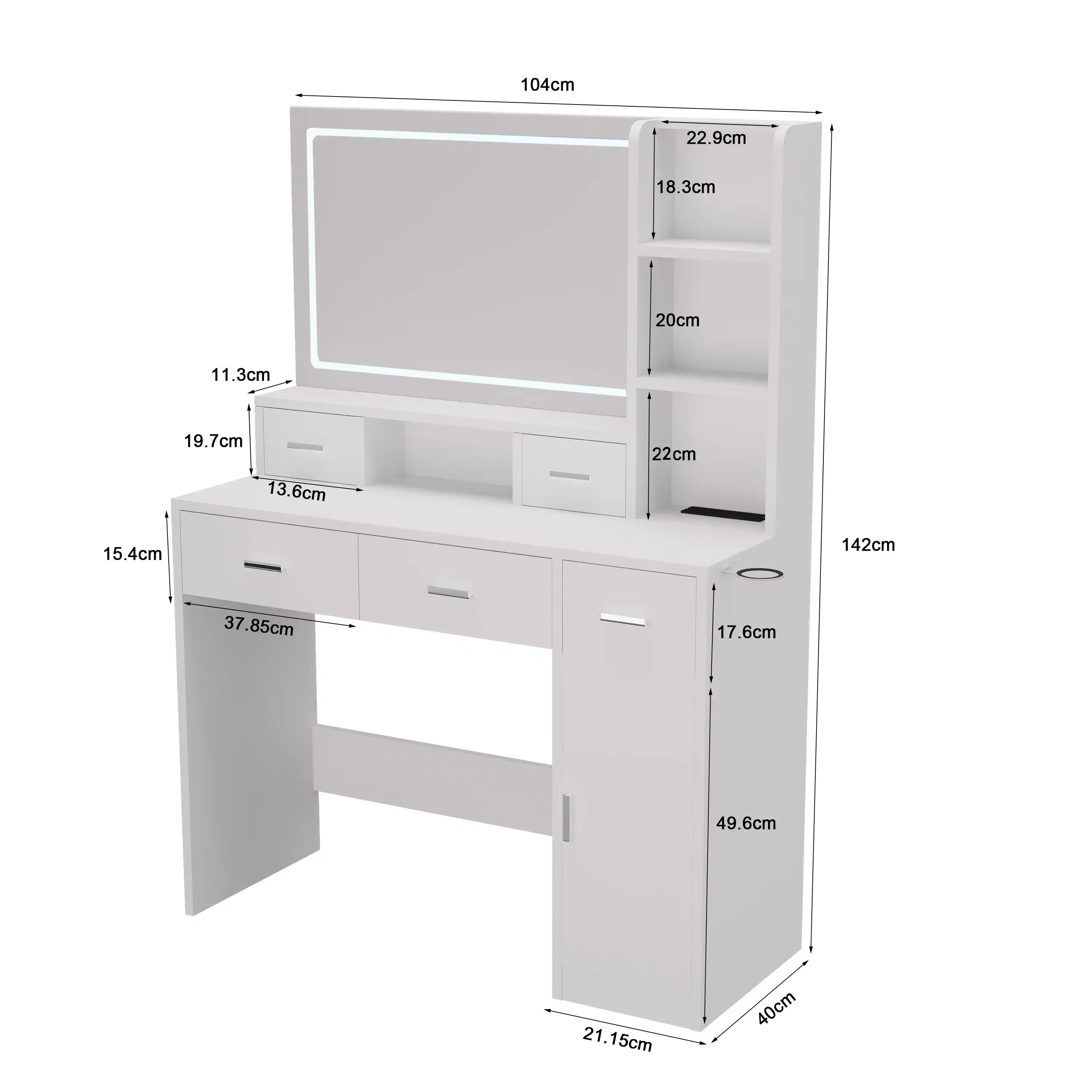 Xenon White Modern Makeup Vanity With Stool - Best Buy Furniture