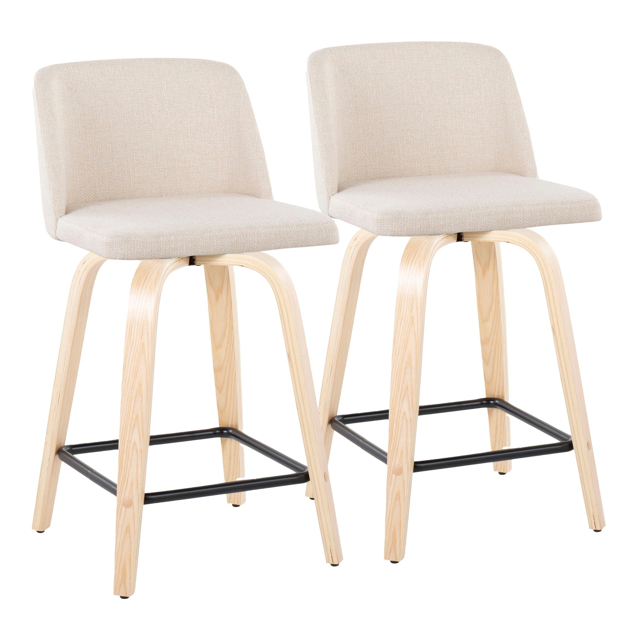 Toriano - Contemporary Modern Design Fixed Height Counter Stool With Swivel With Square Footrest (Set of 2) - Best Buy Furniture