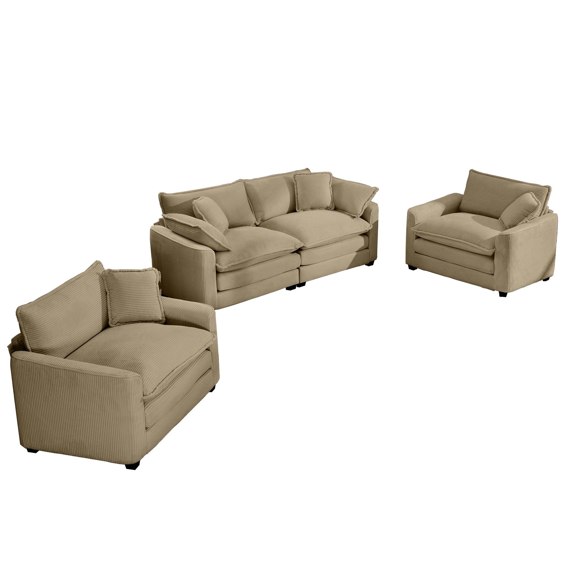 Elegant Corduroy Oversized Sectional Sofa Set With Deep Seats And Flexible Layout - Best Buy Furniture