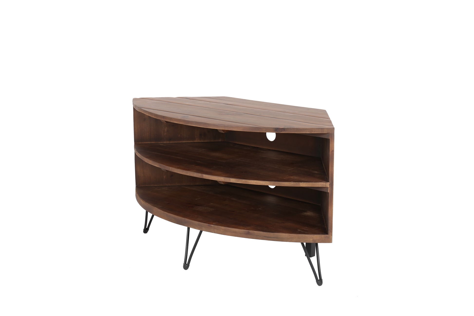 Fan Shape Reclaimed Wood Corner Media Table For Living Room Wise Use Your Space - Natural - Best Buy Furniture