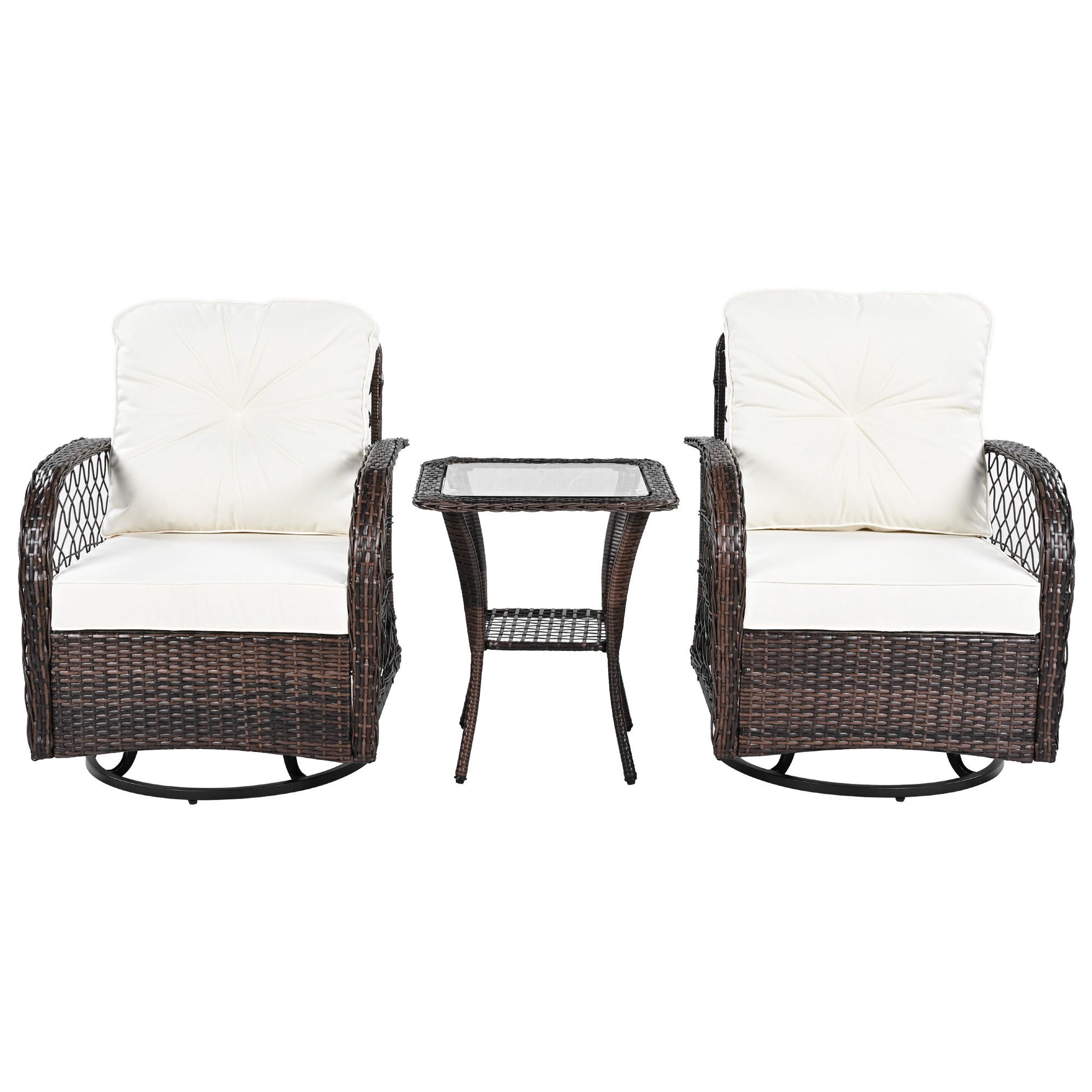 3 Piece Outdoor Chair & Table Set Chat Set, 2 Person Rattan Seating Group - Best Buy Furniture