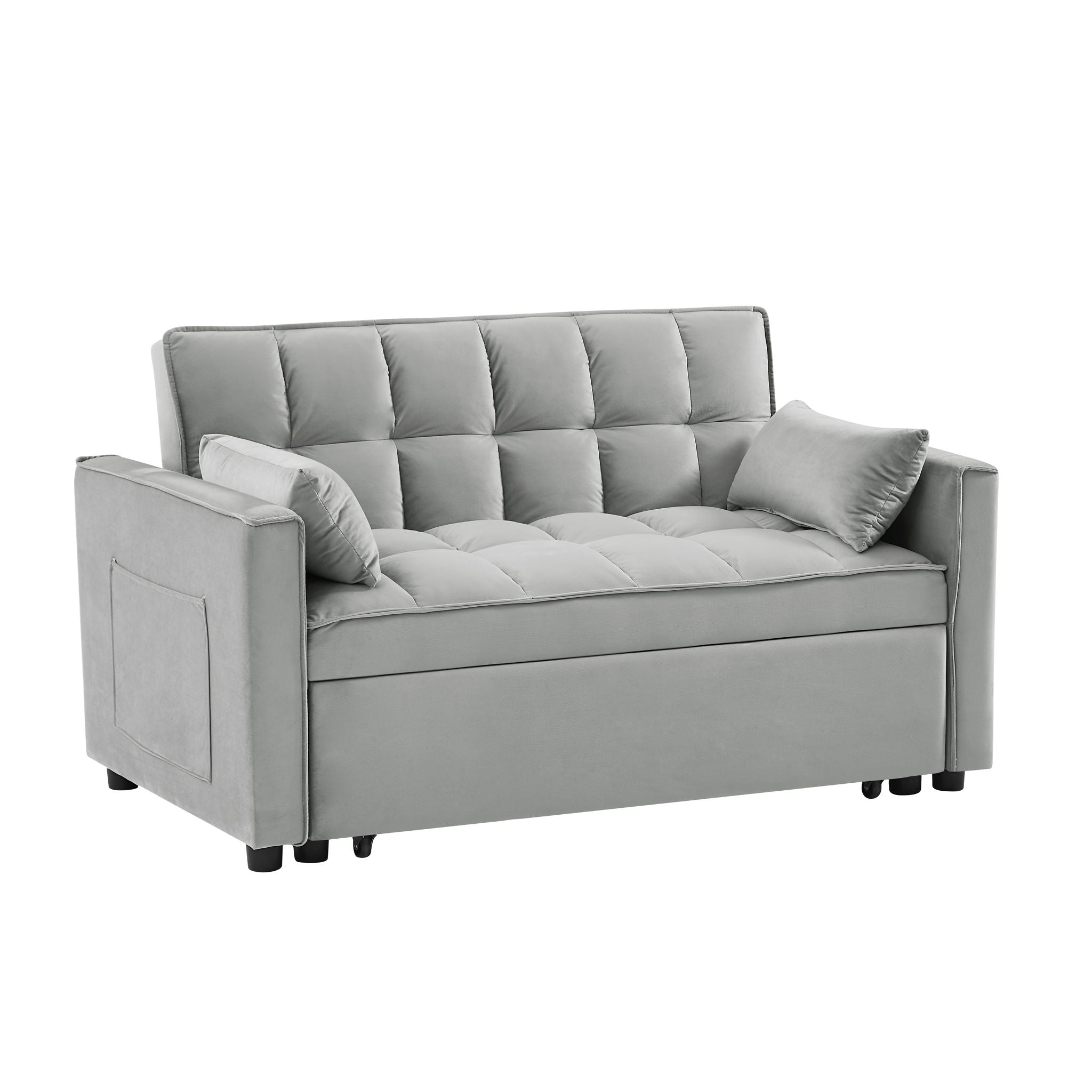 Modern Velvet Convertible Loveseat Futon Sofa With Pullout Bed, Reclining Backrest - Best Buy Furniture