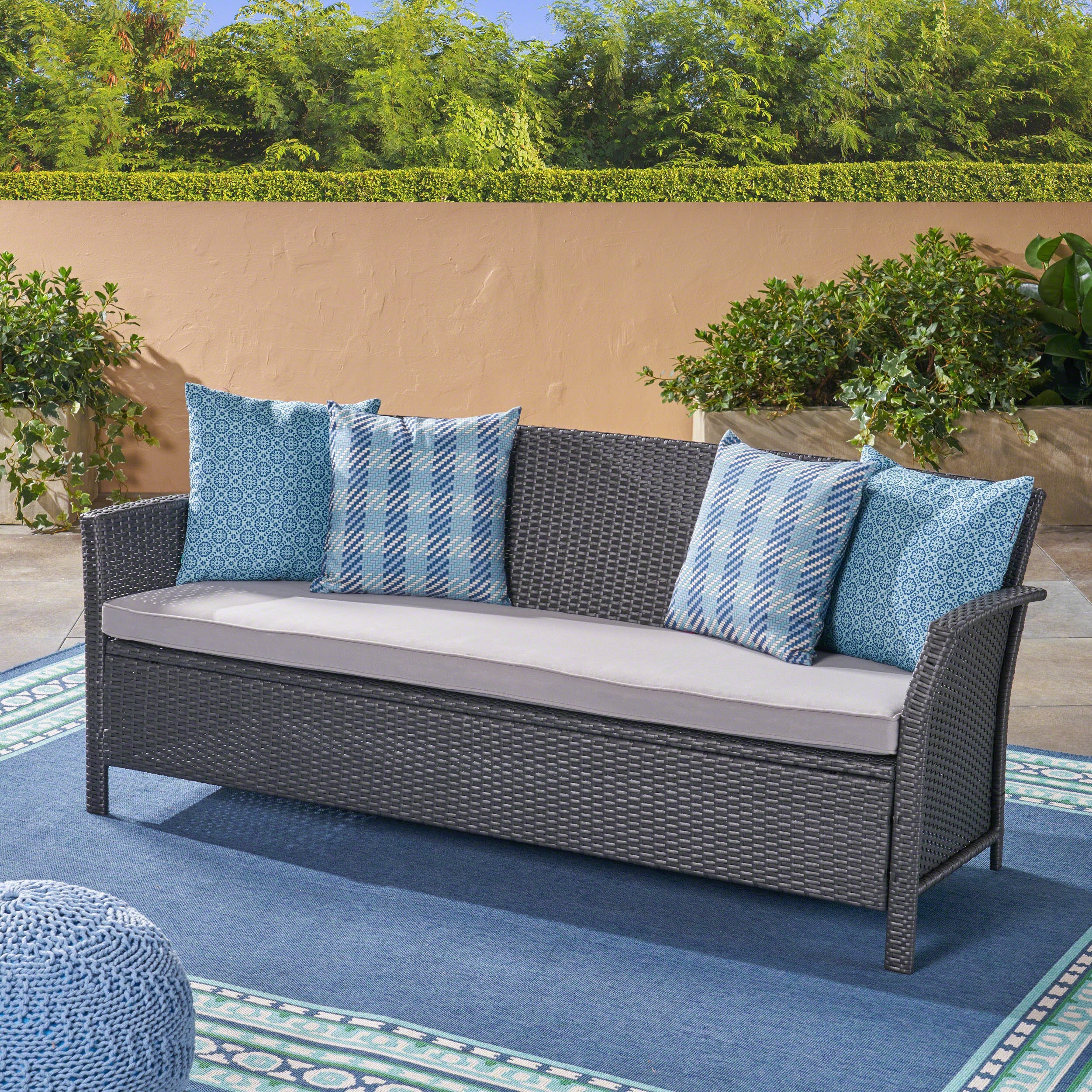 St Lucia Three-Seater Outdoor Woven Sofa by Christopher Knight Home - Best Buy Furniture