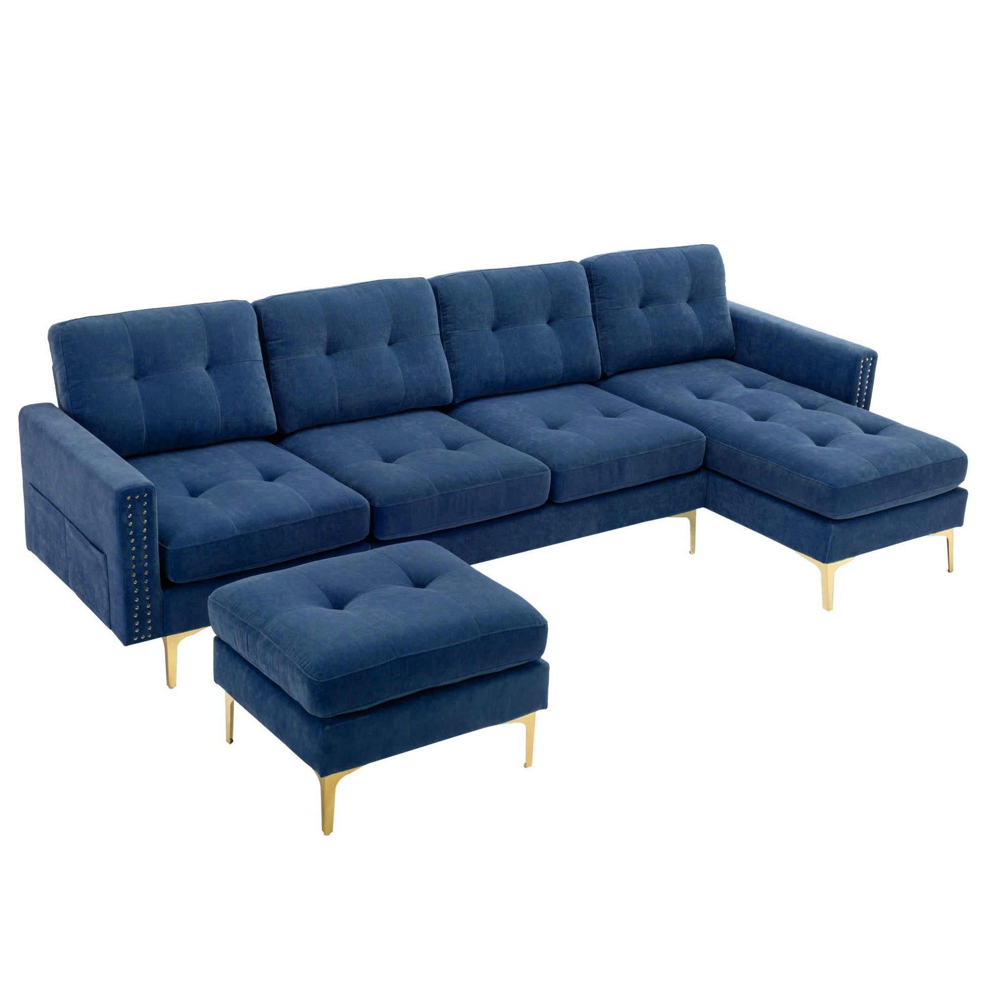 Modern L - Shape Convertible Sectional Sofa With Movable Ottoman - Best Buy Furniture