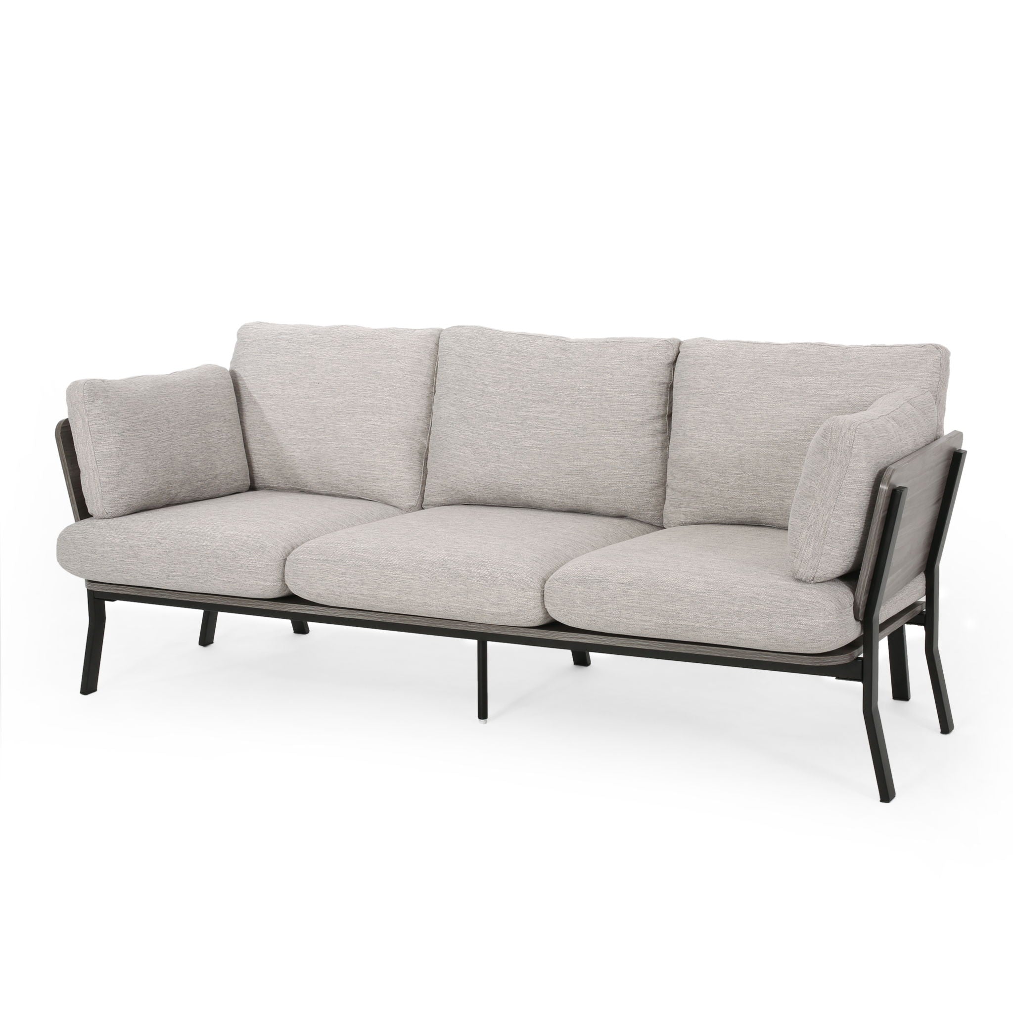 Mid Century Modern 3 Seater Sofa With Pillow Cushions - Light Gray - Best Buy Furniture