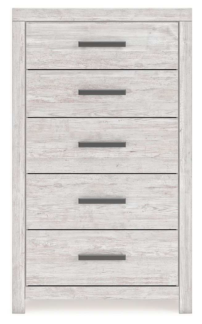 Cayboni - Five Drawer Chest - Whitewash - Best Buy Furniture