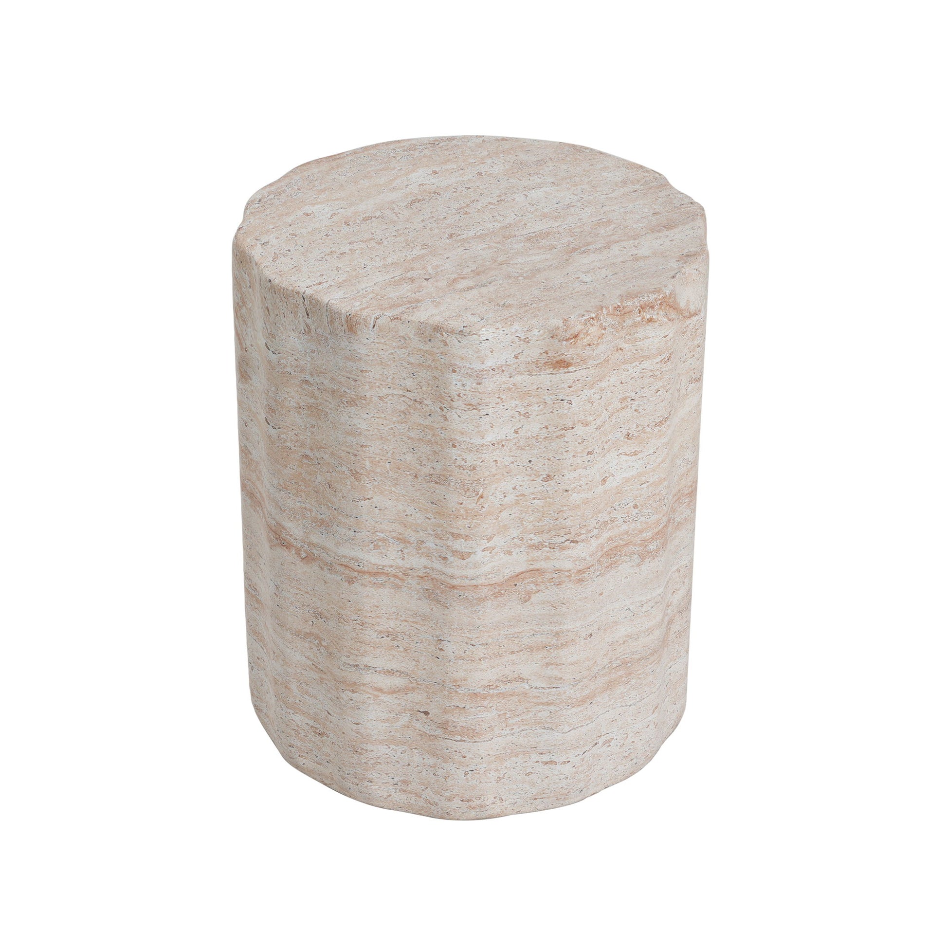 Elegant Indoor / Outdoor Lightweight Concrete Side Table With Travertine - Beige - Best Buy Furniture
