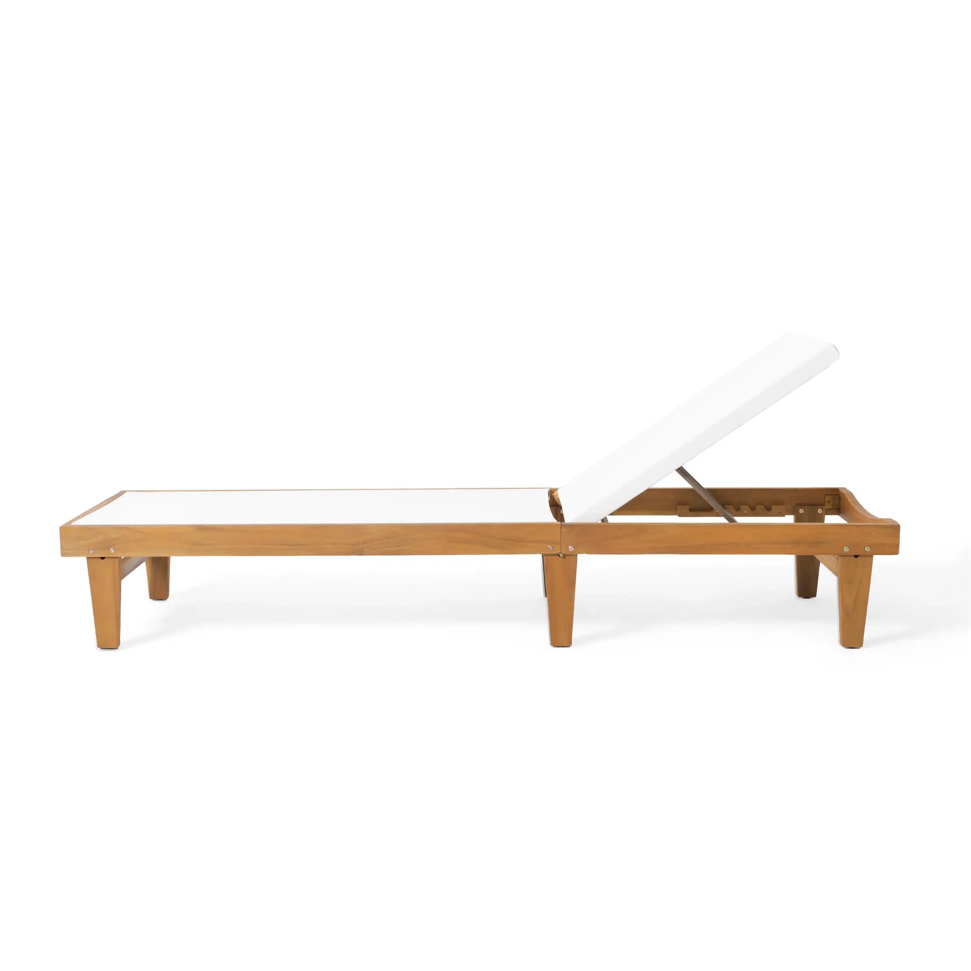 Outdoor Chaise Lounge with Acacia Wood Frame, White and Teak - Best Buy Furniture