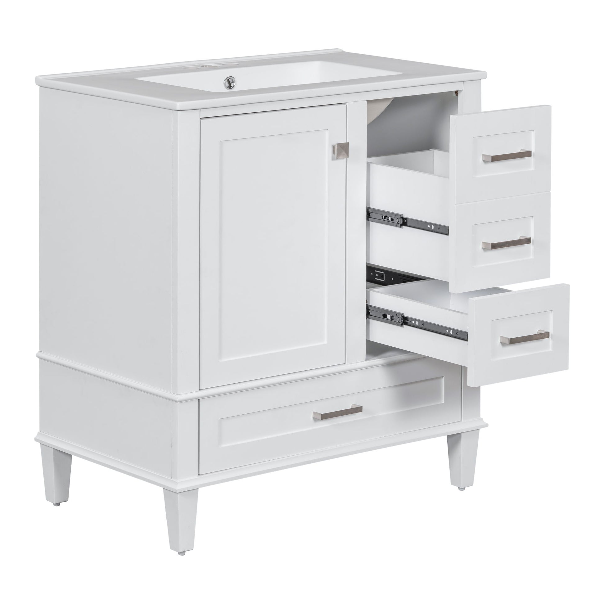 Bathroom Vanity, Modern Bathroom Cabinet With Sink Combo Set, Bathroom Storage Cabinet With A Soft Closing Door And 3 Drawers, Solid Wood Frame - Best Buy Furniture