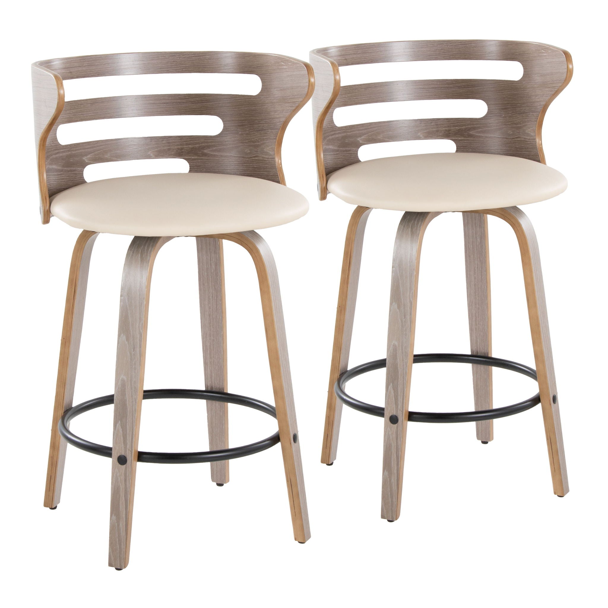 Cosini - Mid Century Modern Fixed Height Barstool With Swivel And Round Footrest (Set of 2) - Best Buy Furniture